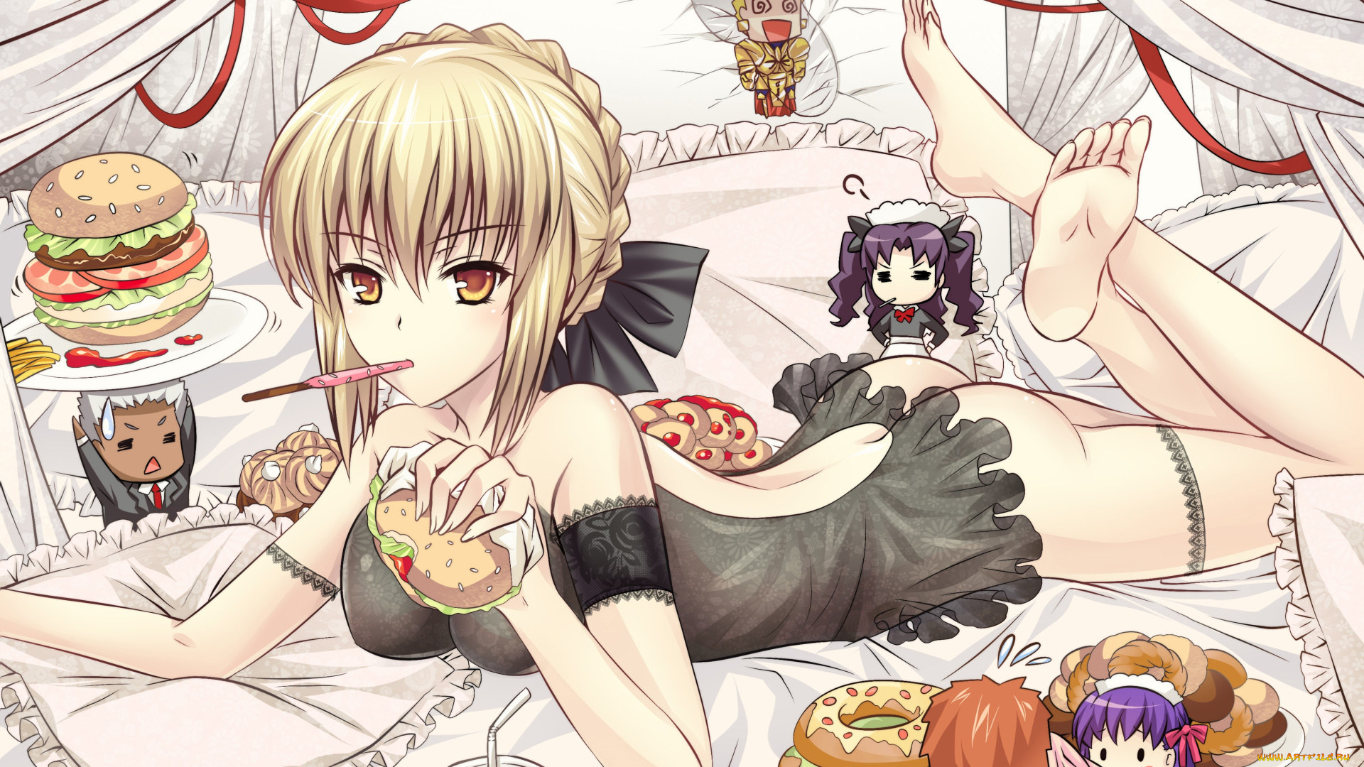 аниме, fate, stay, night, игрушки, фон, взгляд, девушка