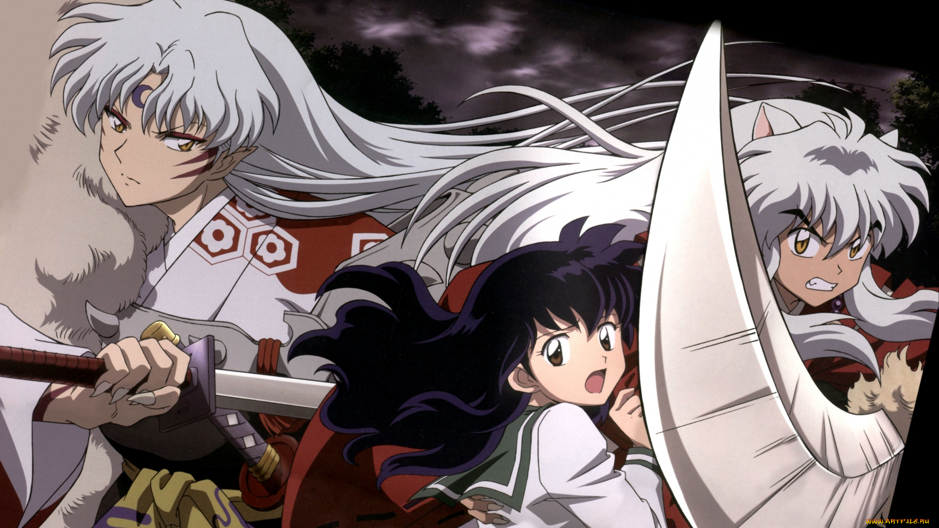 аниме, inuyasha, кагоме, сешимару, инуяша, арт