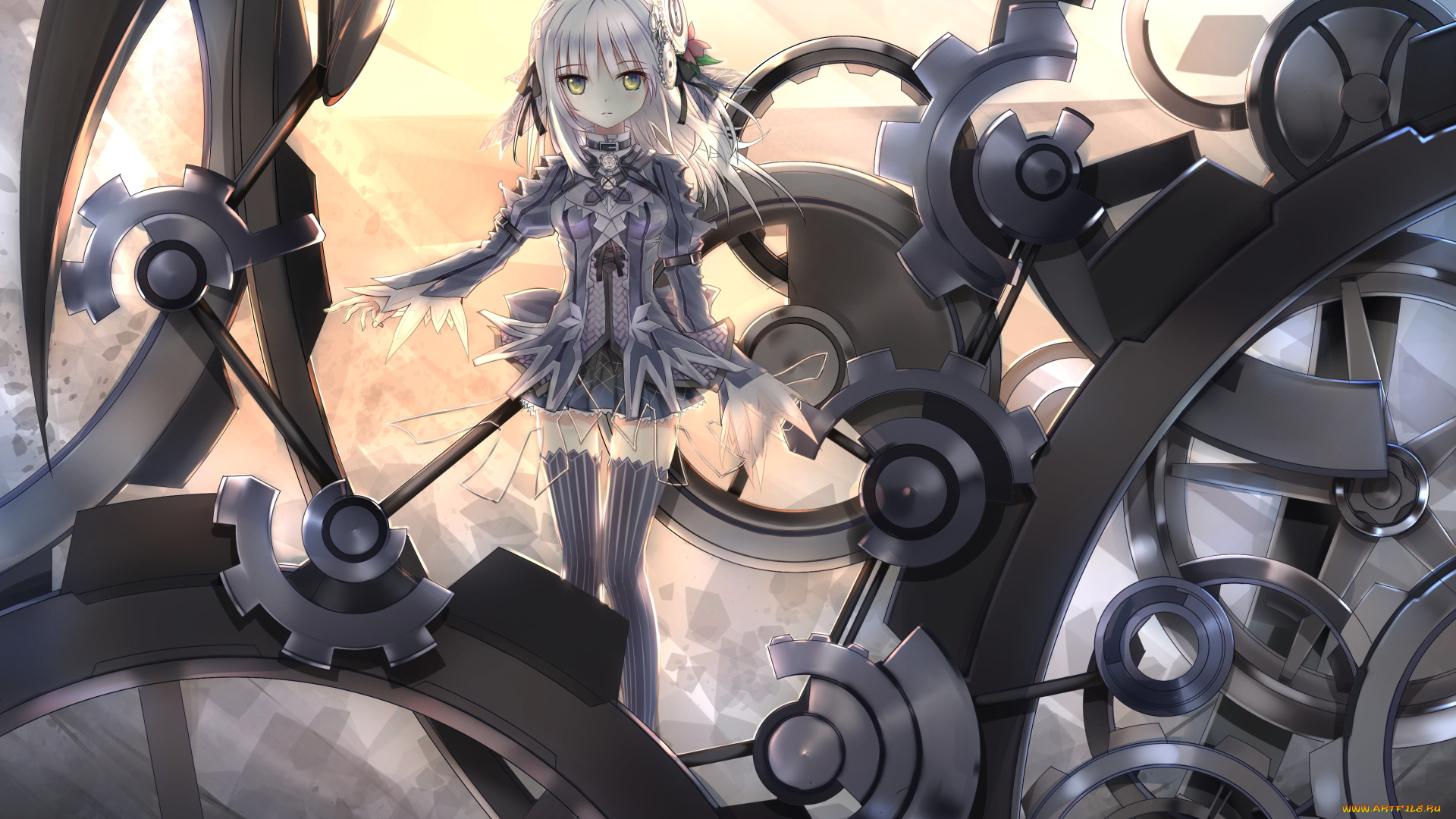 аниме, оружие, , техника, , технологии, девочка, арт, aoi-kao-lsz7106, шестирёнки, механизм