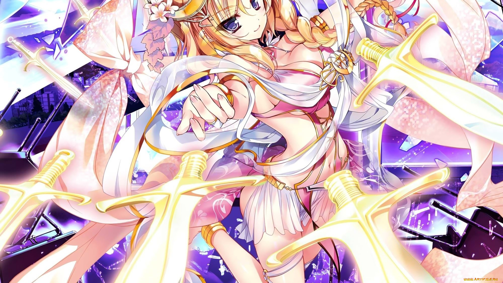 аниме, оружие, , техника, , технологии, девушка, фон, взгляд