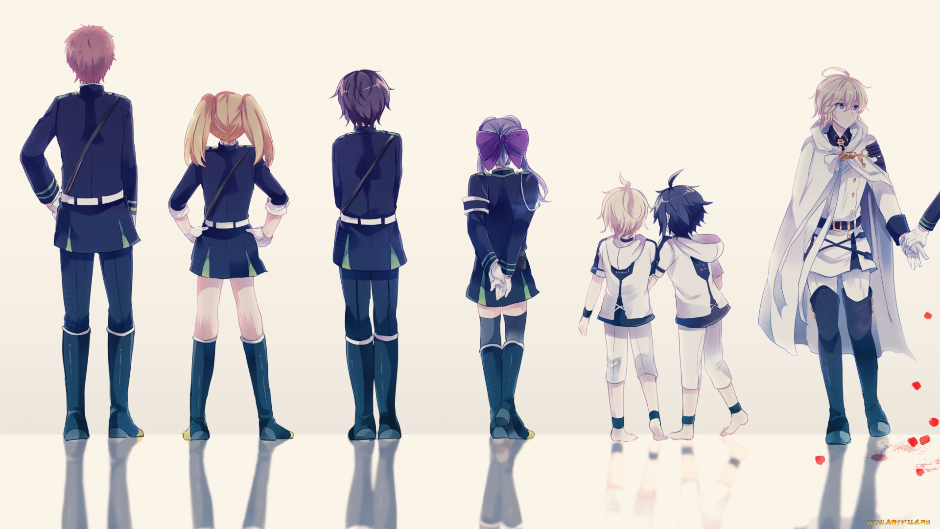 аниме, owari, no, seraph, арт, парни, девушки, последний, серафим