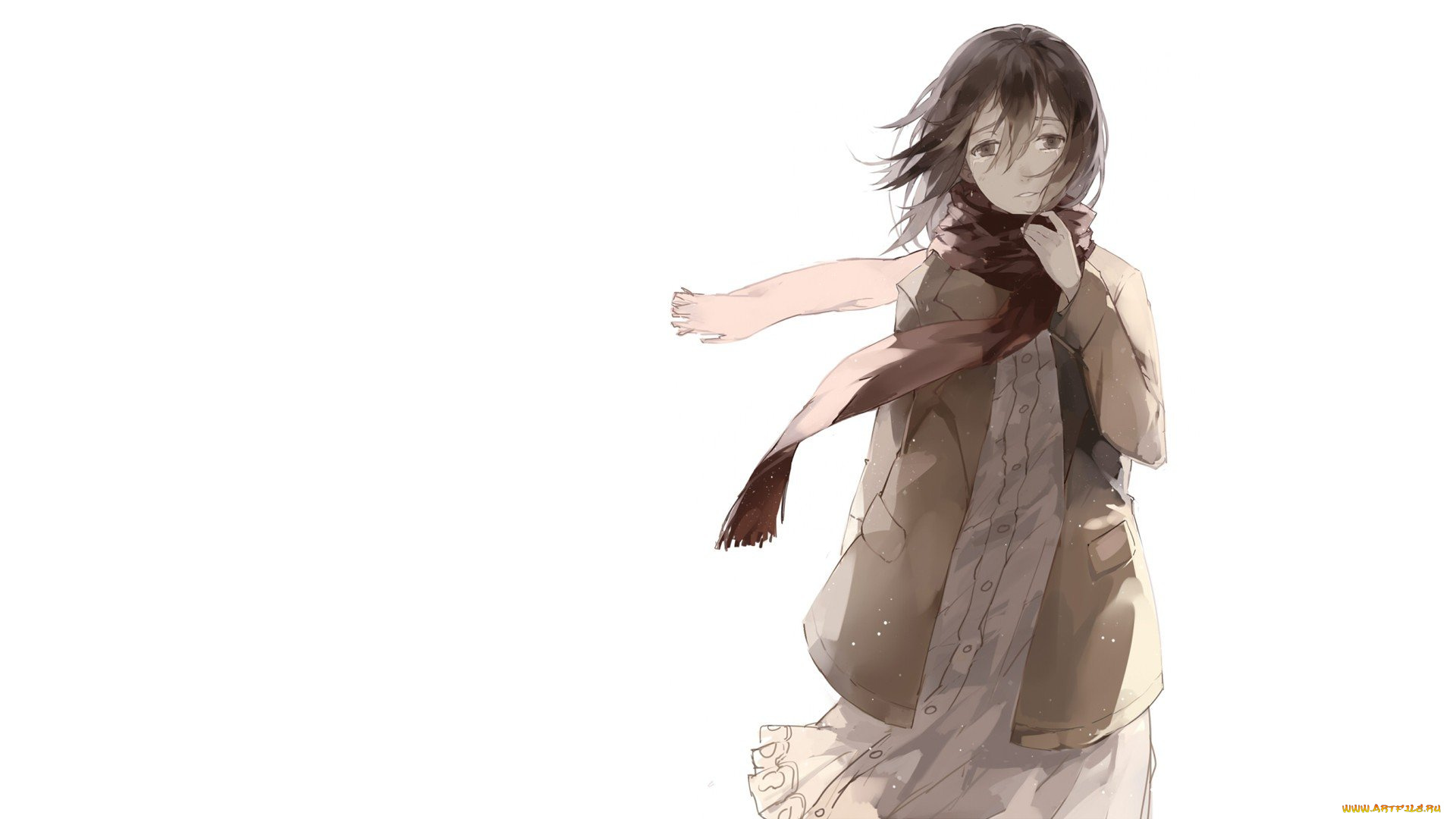 аниме, shingeki, no, kyojin, арт, фон, микаса, девочка