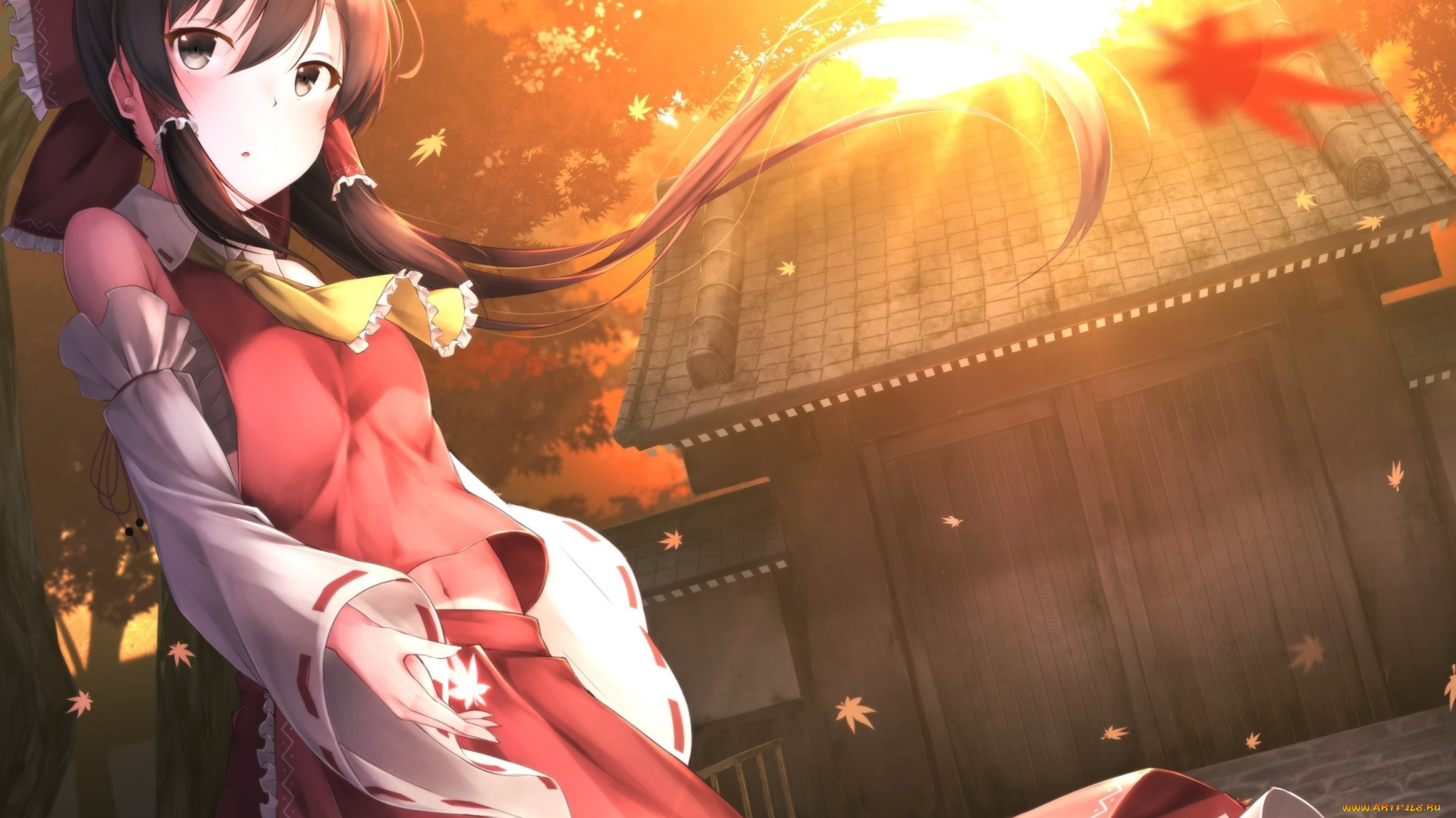 аниме, touhou, платье, взгляд, фон, девушка