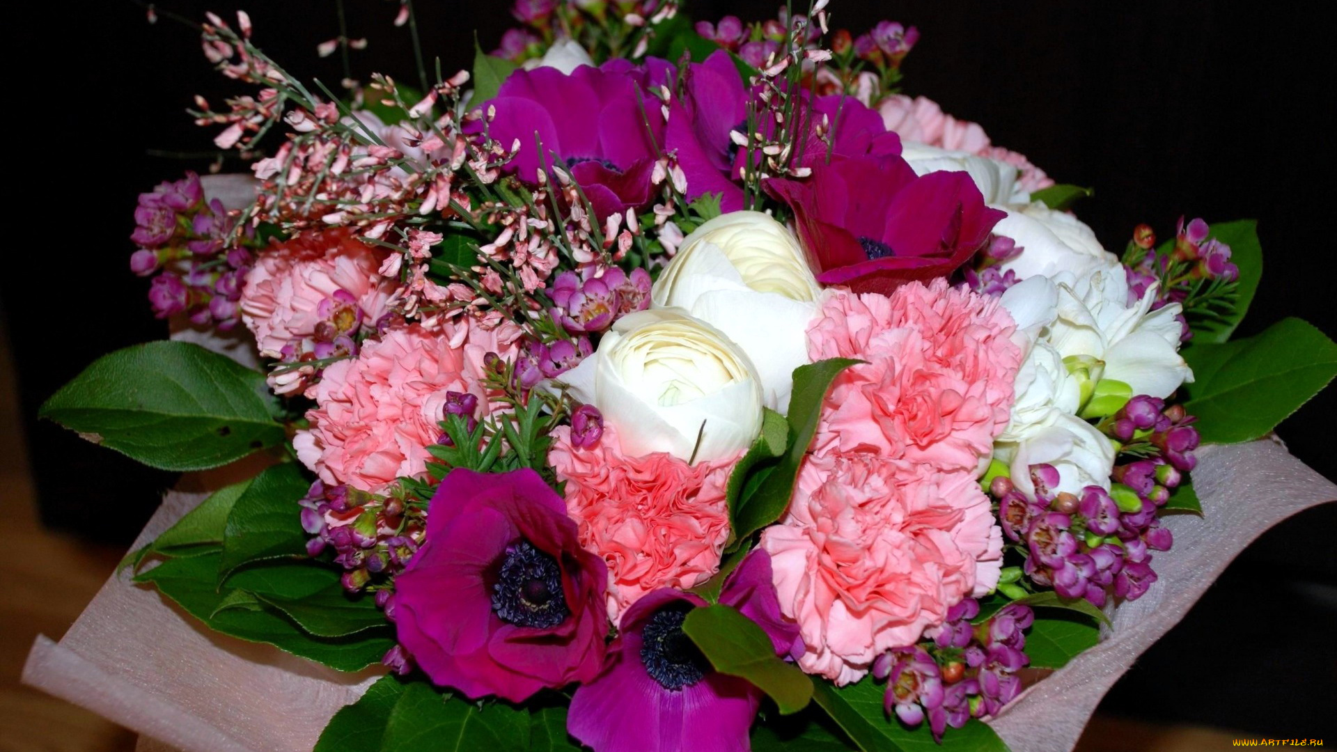 цветы, букеты, , композиции, гвоздика, анемоны