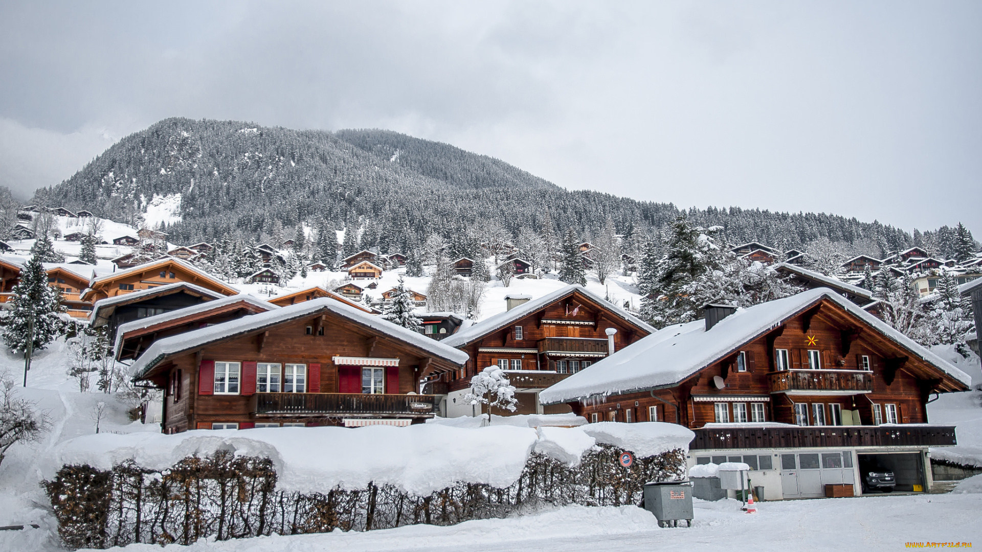 города, -, панорамы, горы, поселок