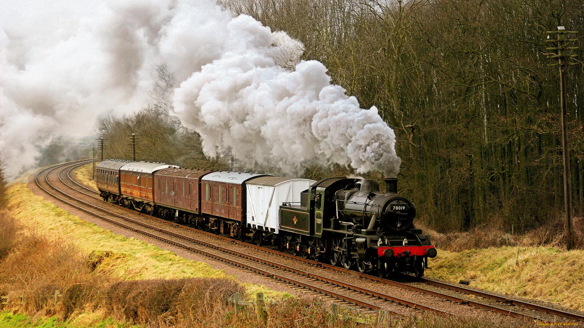 техника, паровозы, дорога, рельсы, паровоз, железная