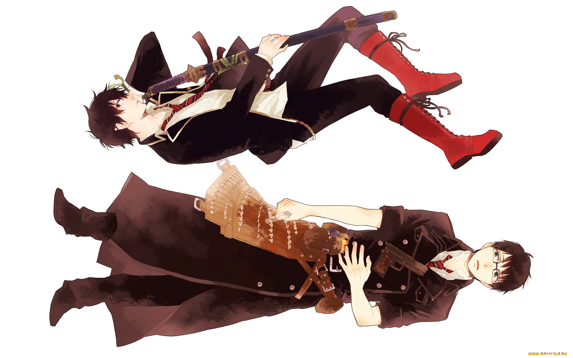 аниме, ao, no, exorcist, юкио, рин, синий, экзорцист, арт, братья