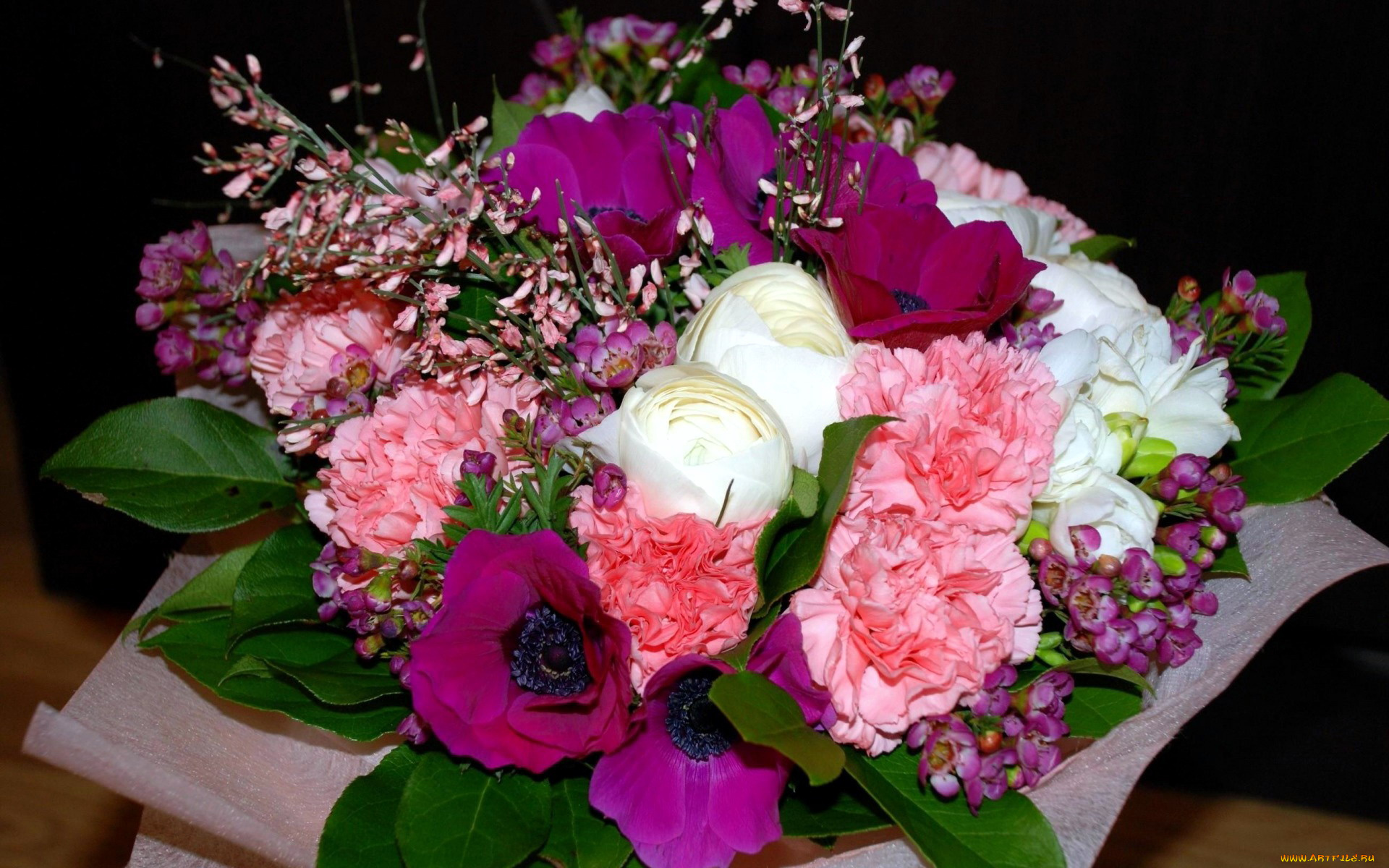 цветы, букеты, , композиции, гвоздика, анемоны