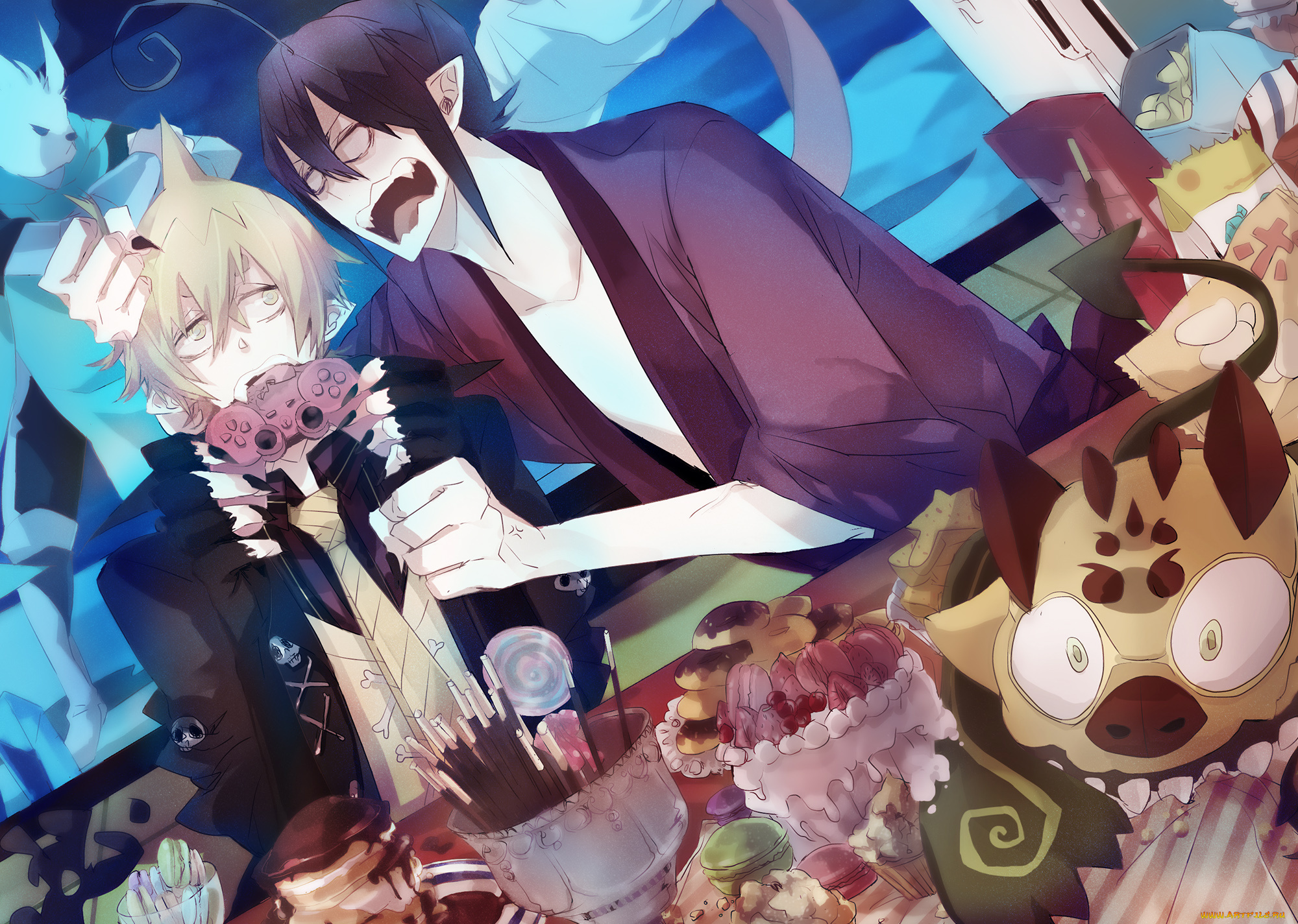 аниме, ao, no, exorcist, синий, экзорцист, арт