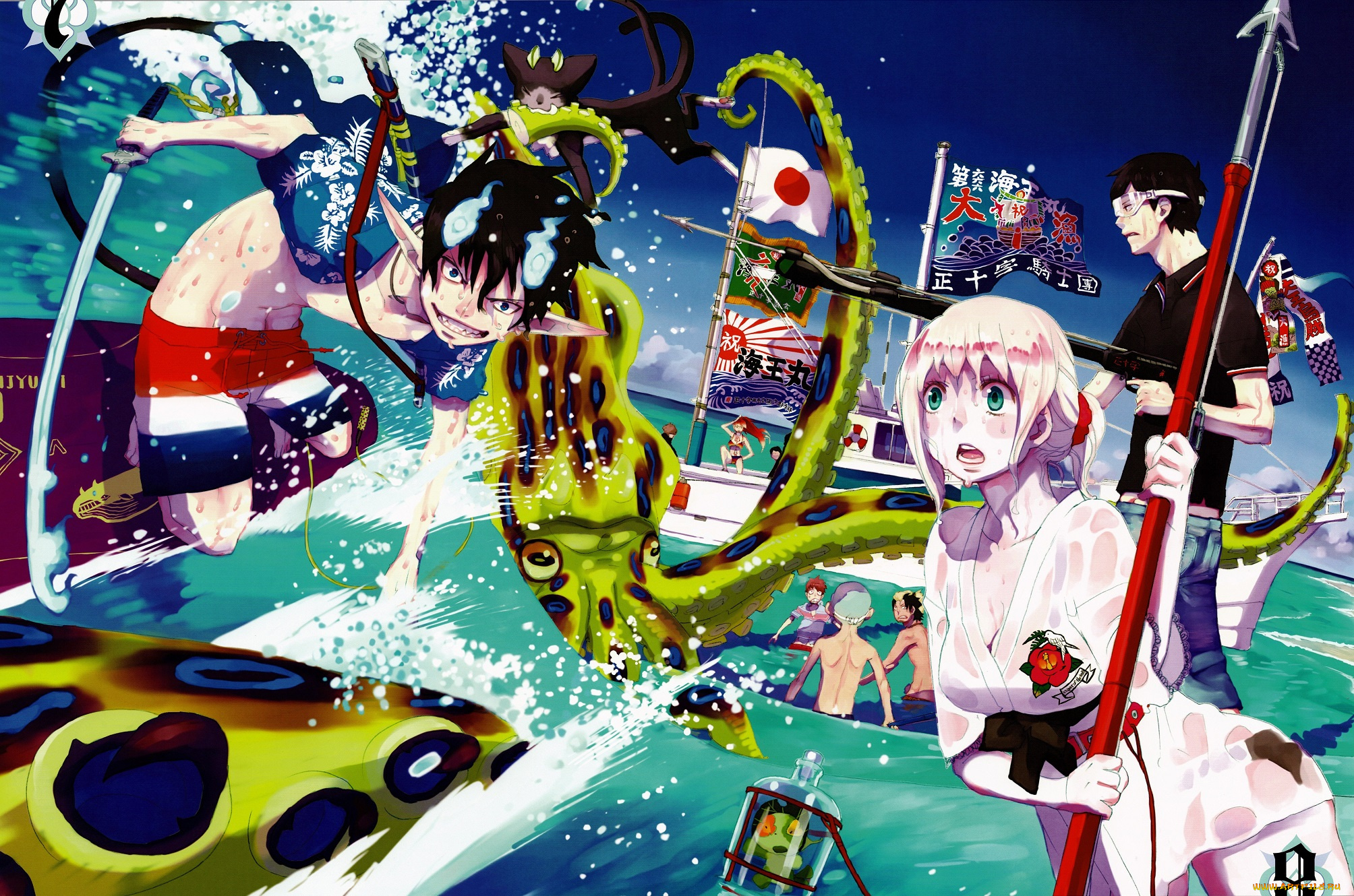 аниме, ao, no, exorcist, синий, экзорциз, арт