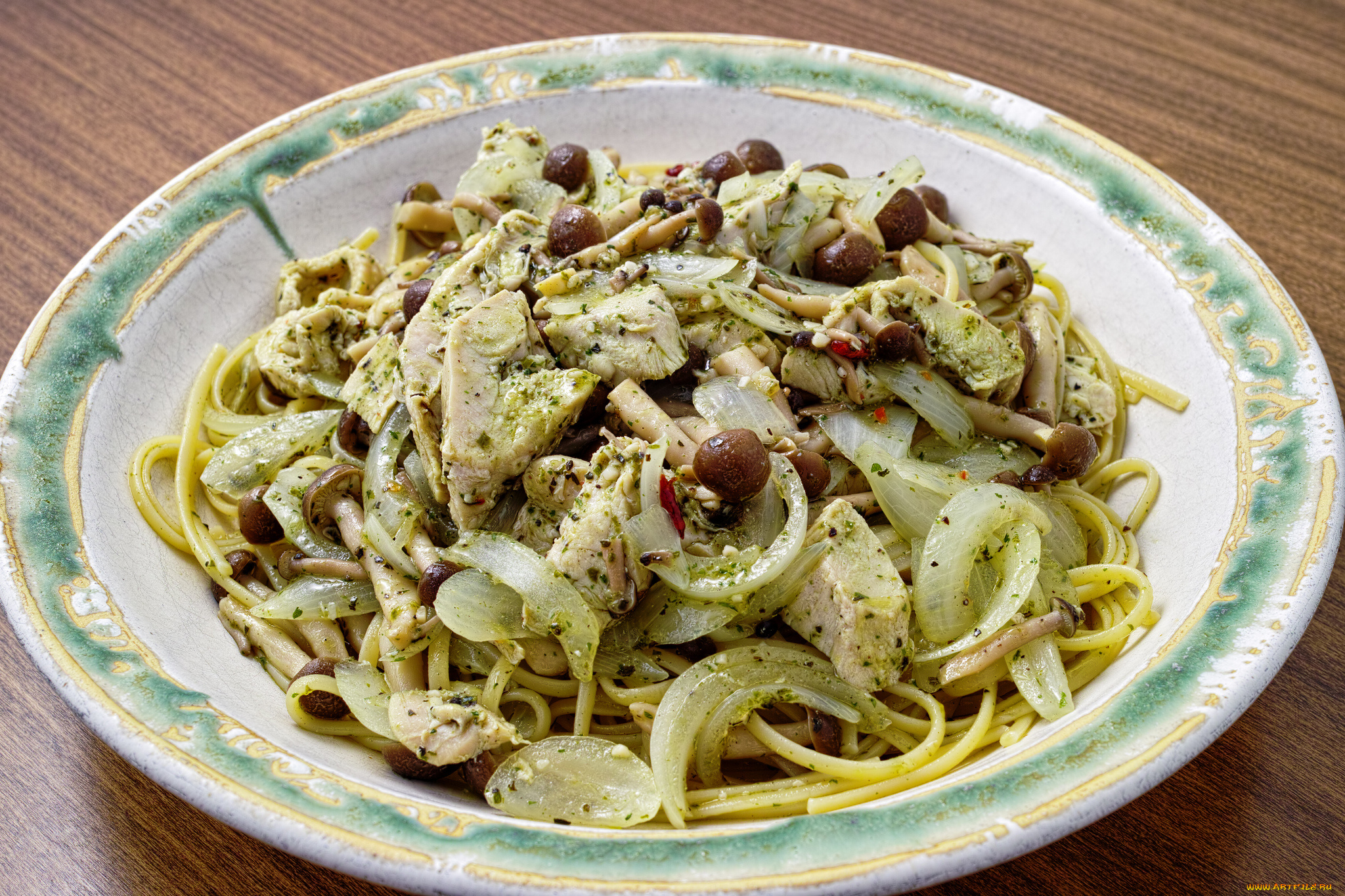 еда, макаронные, блюда, мясо, грибы, лук