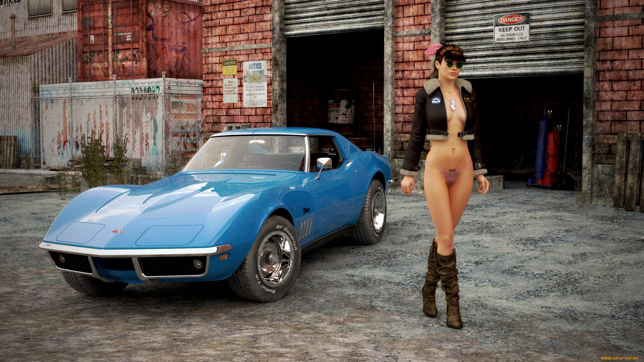 автомобили, 3d, car&girl, автомобиль, фон, взгляд, девушка