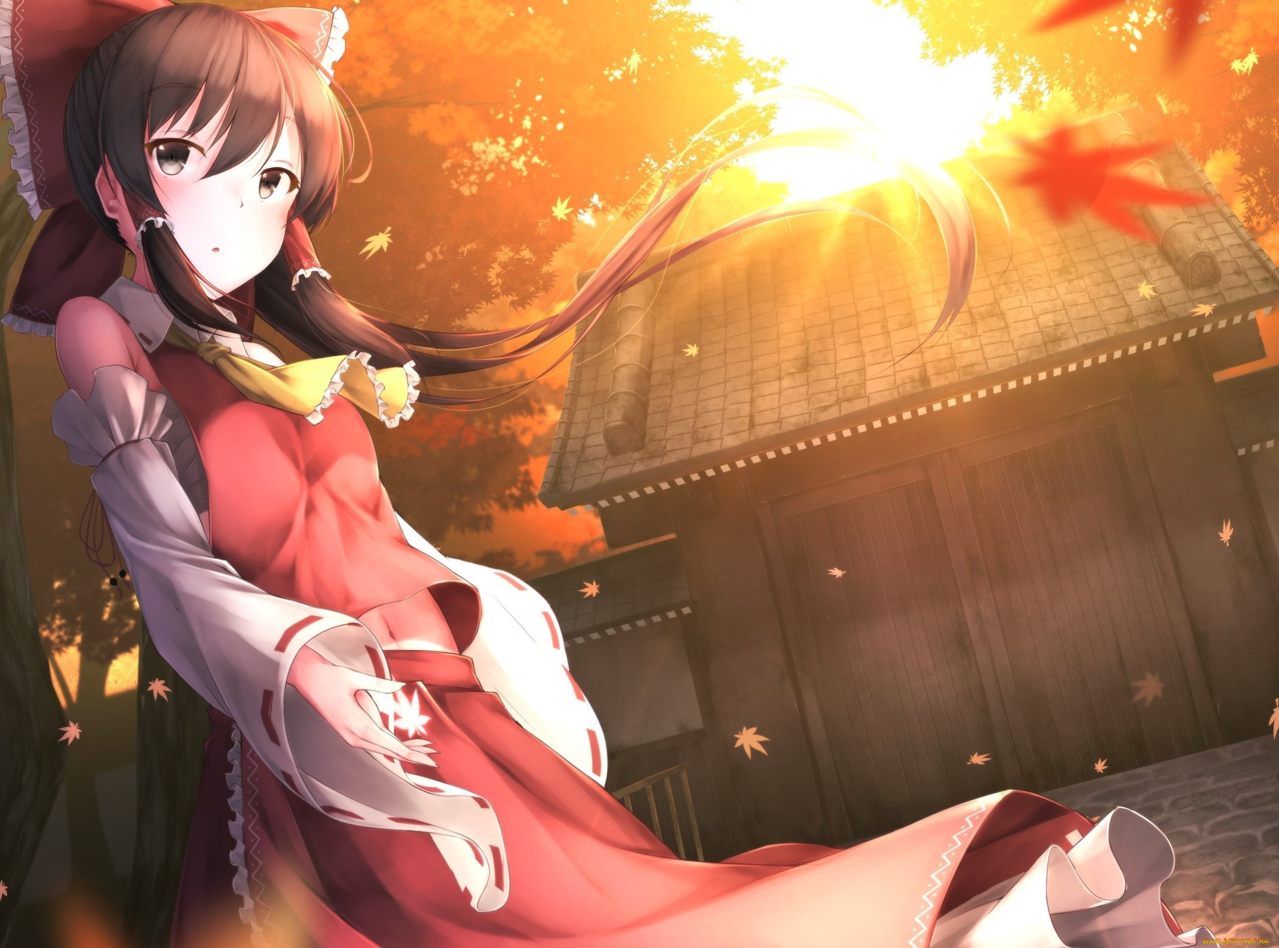 аниме, touhou, платье, взгляд, фон, девушка