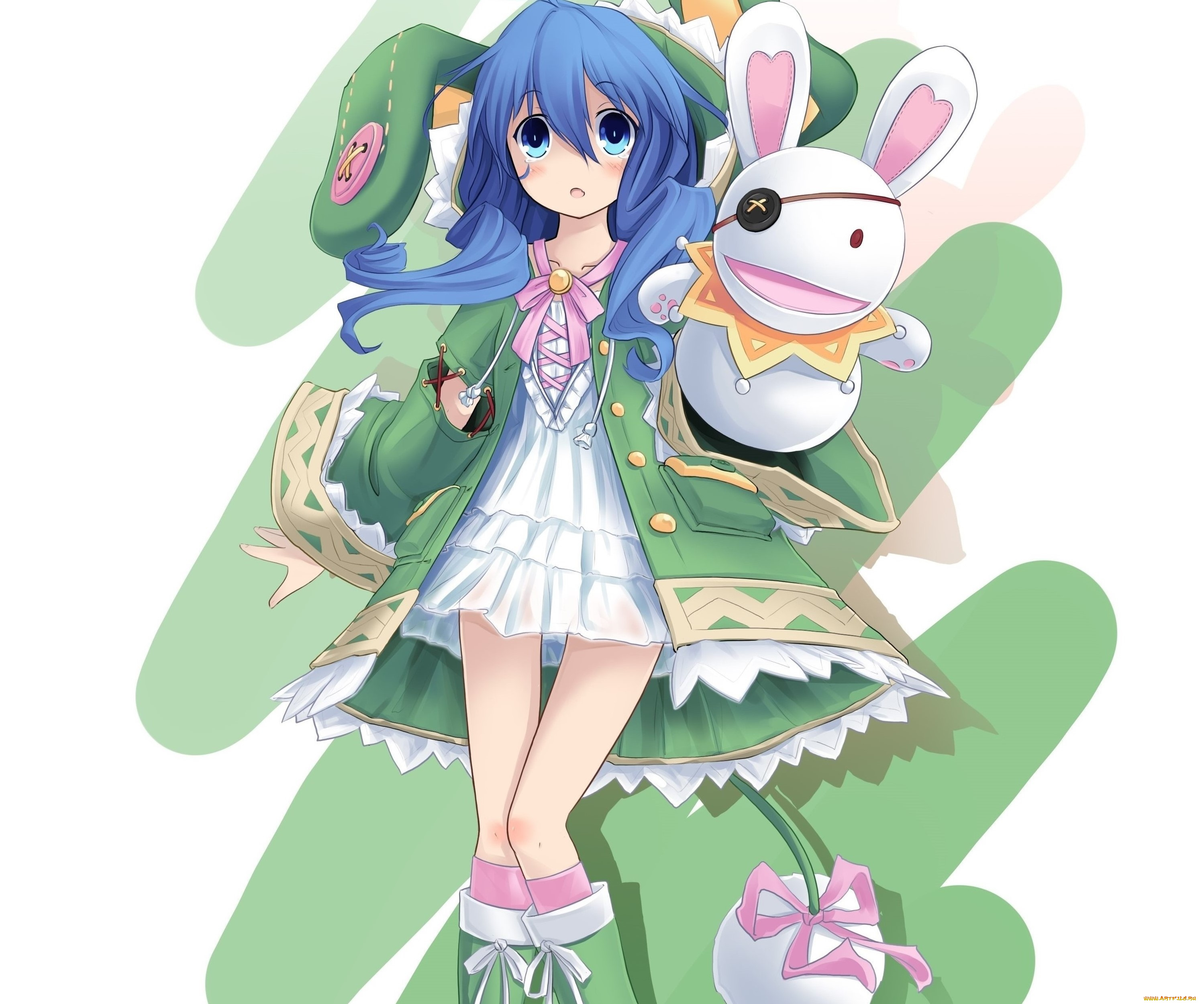 date, a, live, аниме, взгляд, девушка, кролик, фон