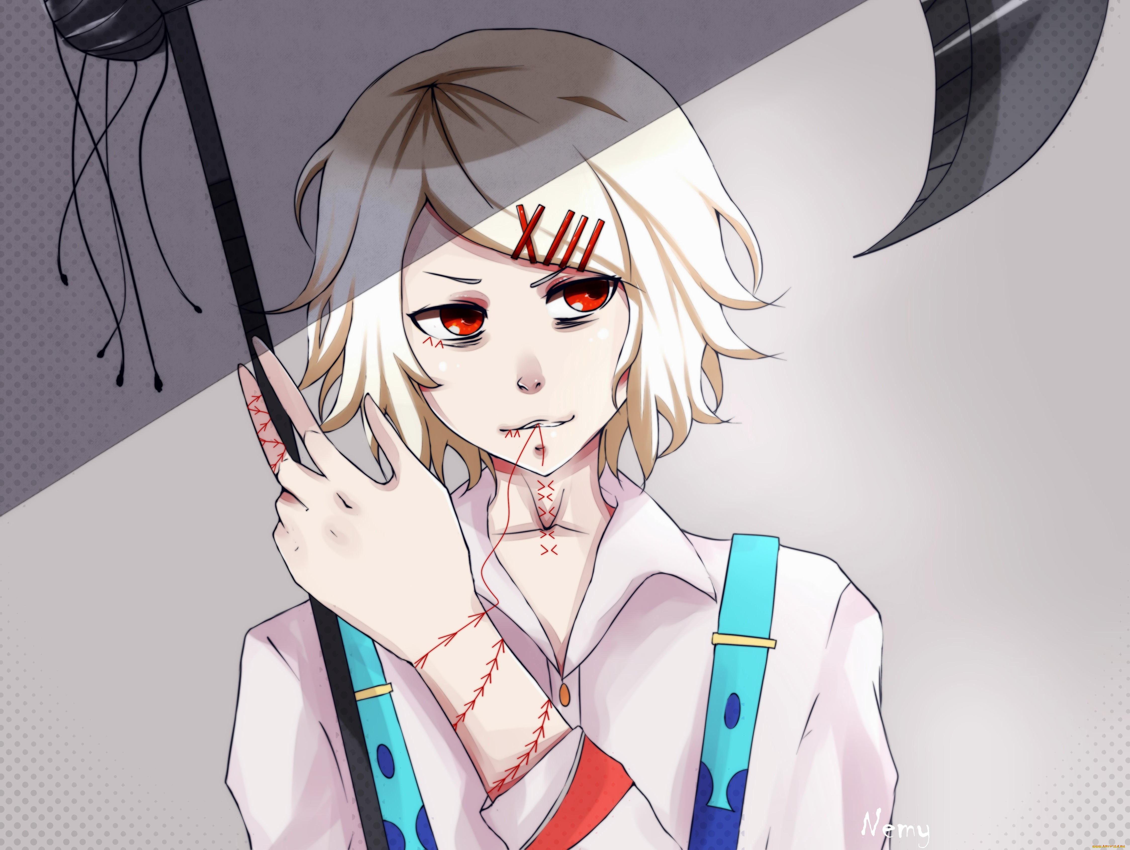 аниме, tokyo, ghoul, токийский, гуль, арт, джузо, коса