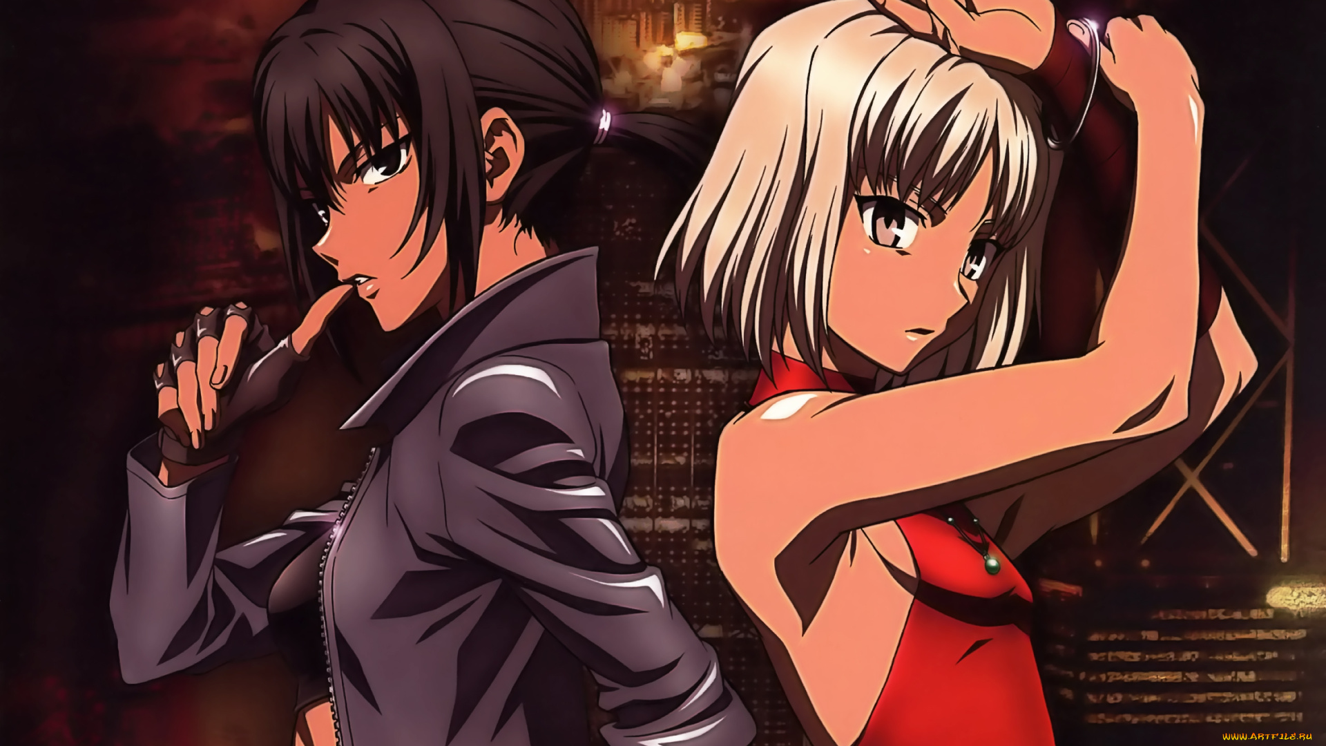 аниме, canaan, фон, взгляд, девушки