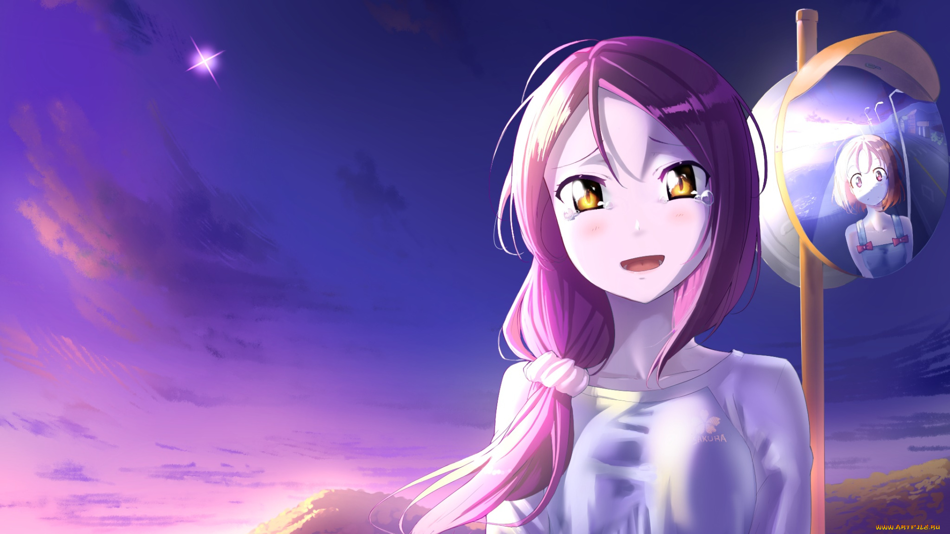 аниме, love, live, , school, idol, project, девушка, фон, взгляд