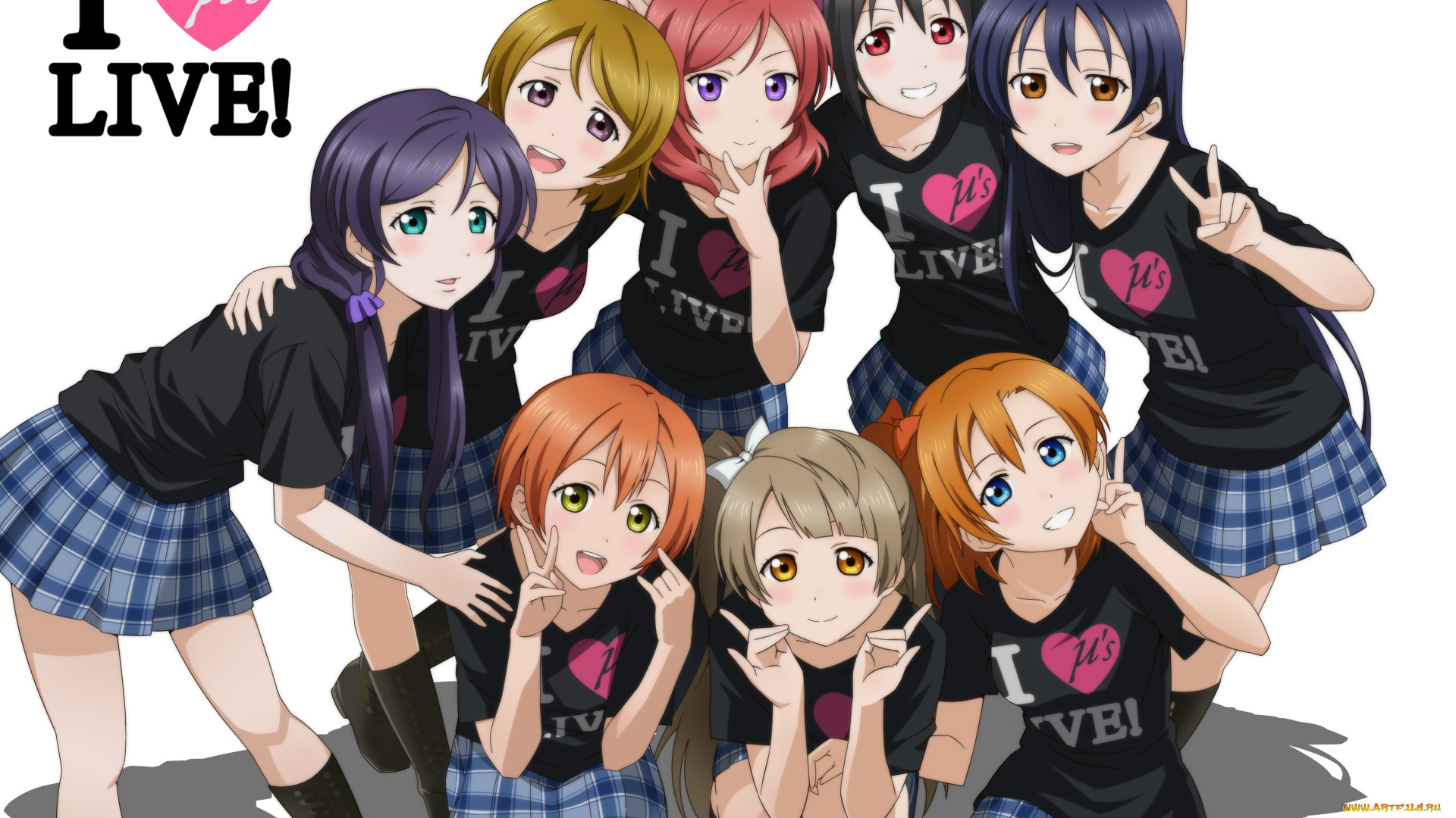аниме, love, live, , school, idol, project, девушки, фон, взгляд