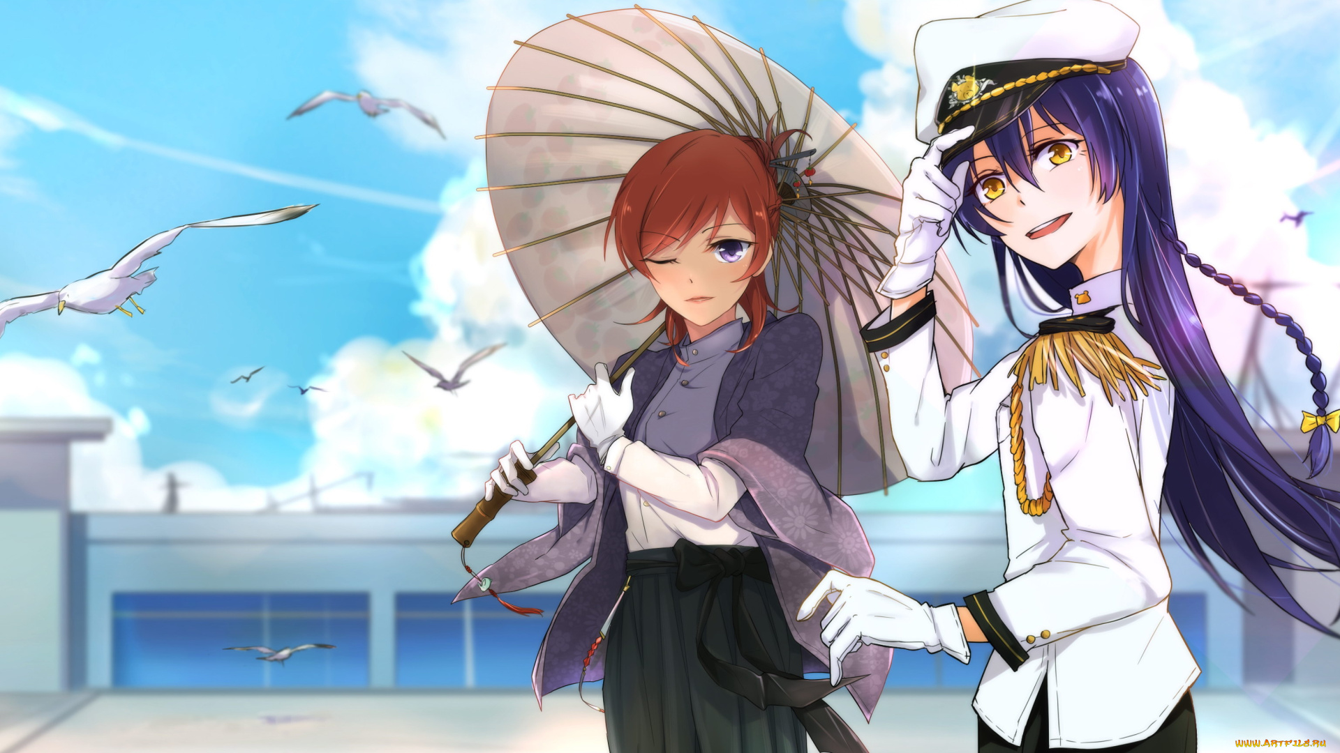 аниме, love, live, , school, idol, project, фон, взгляд, девушки