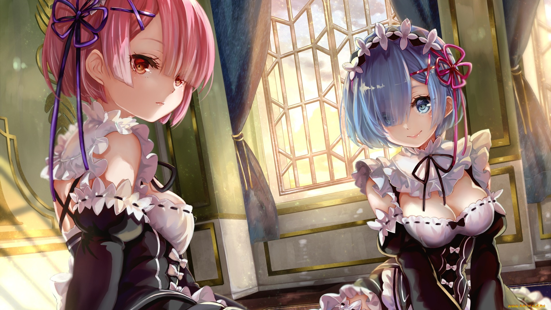 аниме, re, , zero, kara, hajimeru, isekai, seikatsu, rem, ram