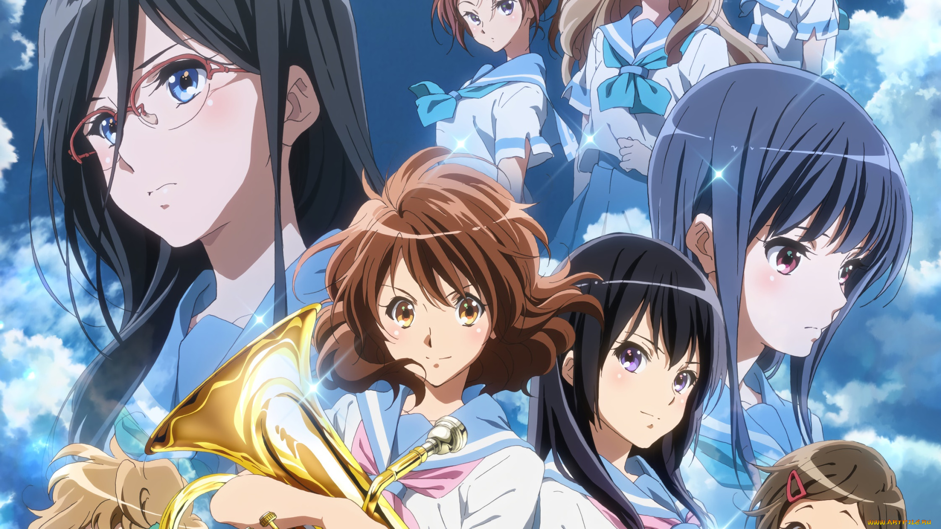 аниме, sound, horizon, девушки, взгляд, фон