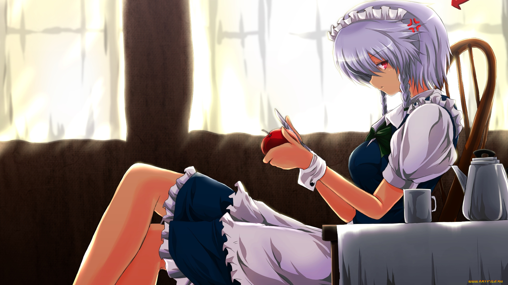 аниме, touhou, девушка, фон, взгляд