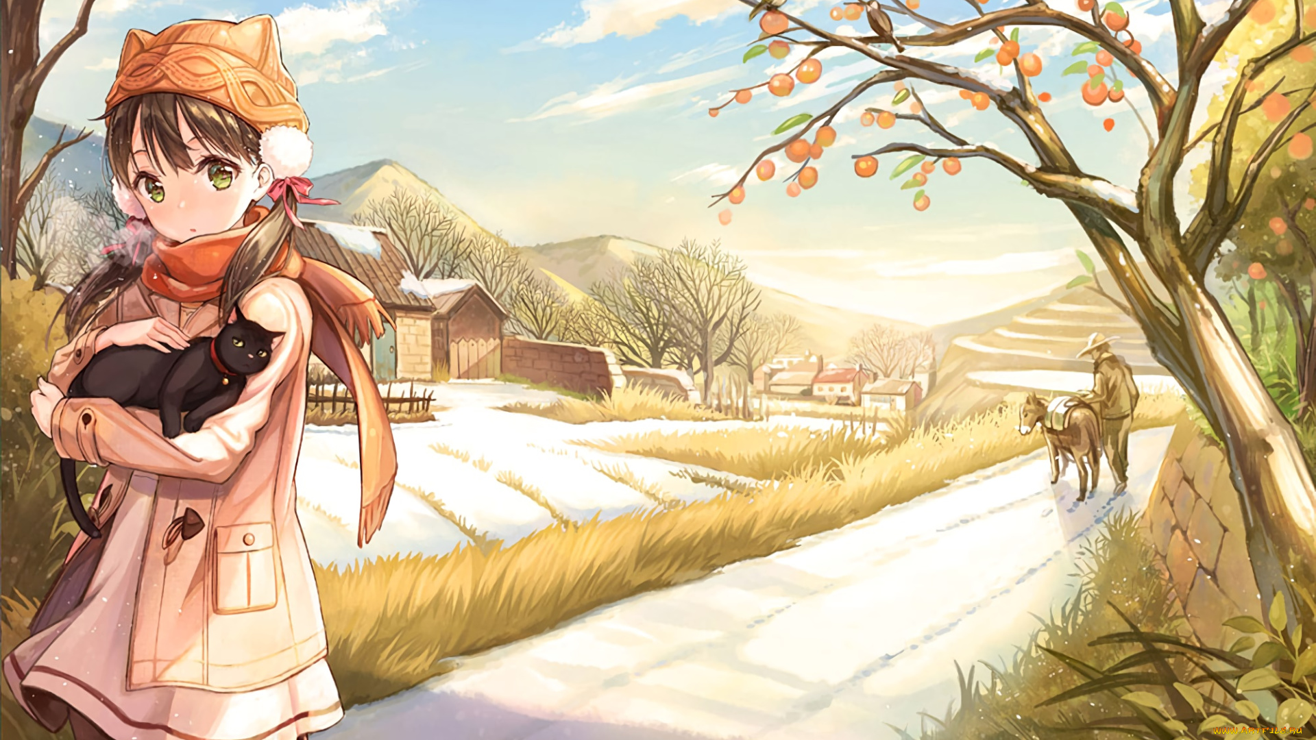 аниме, животные, , существа, фон, взгляд, девушка