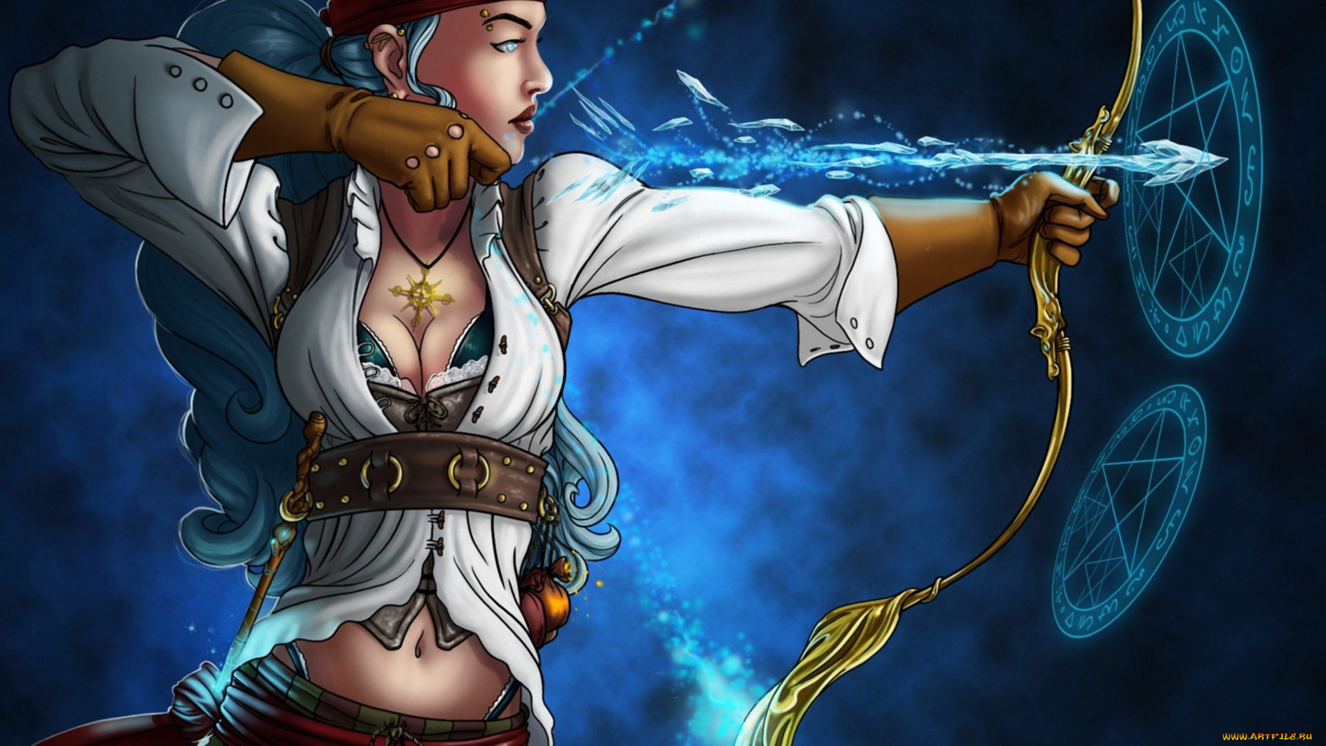 фэнтези, девушки, стрела, взгляд, девушка, фон