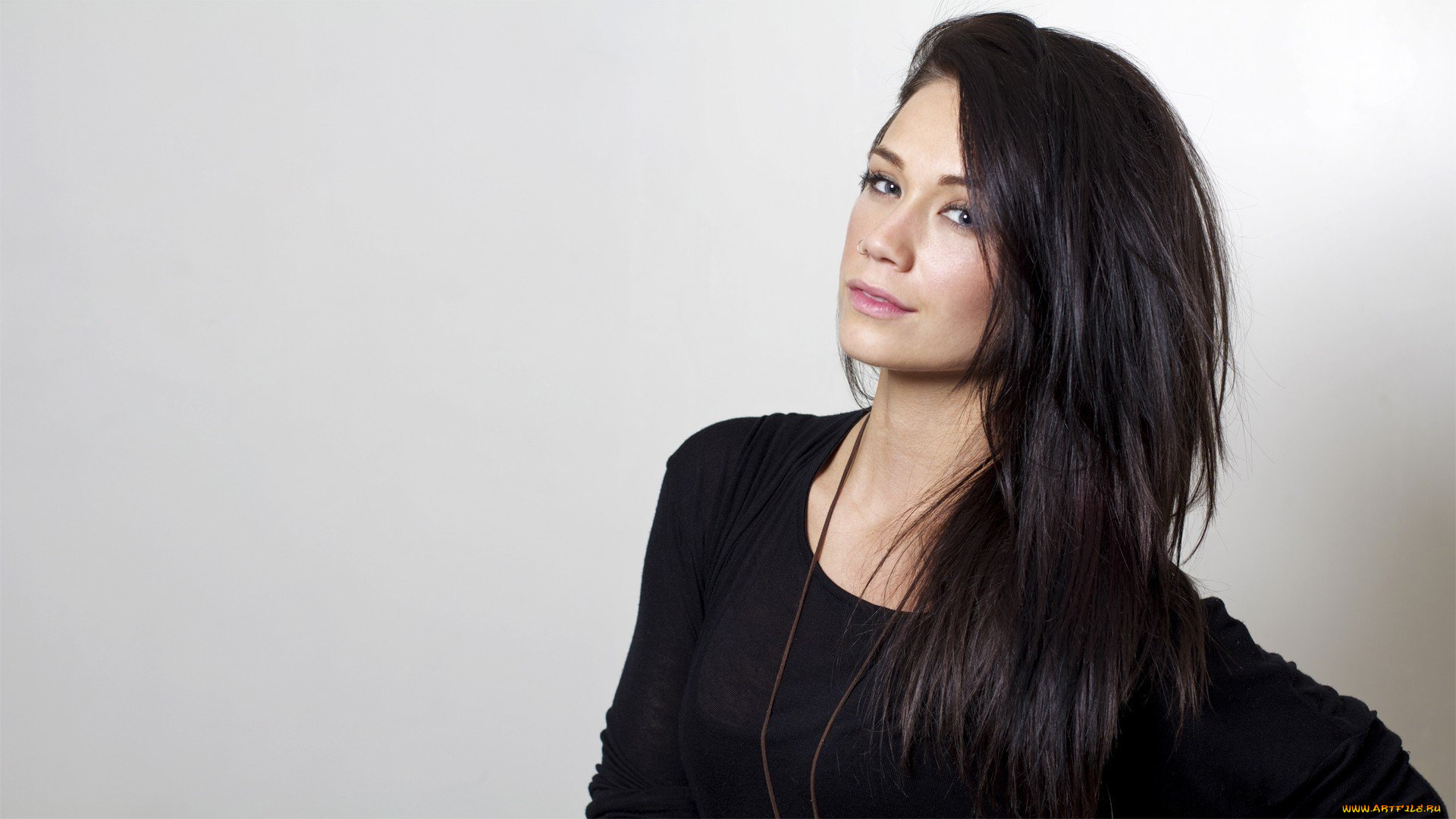 megan, lyn, девушки, свитер, улыбка, брюнетка