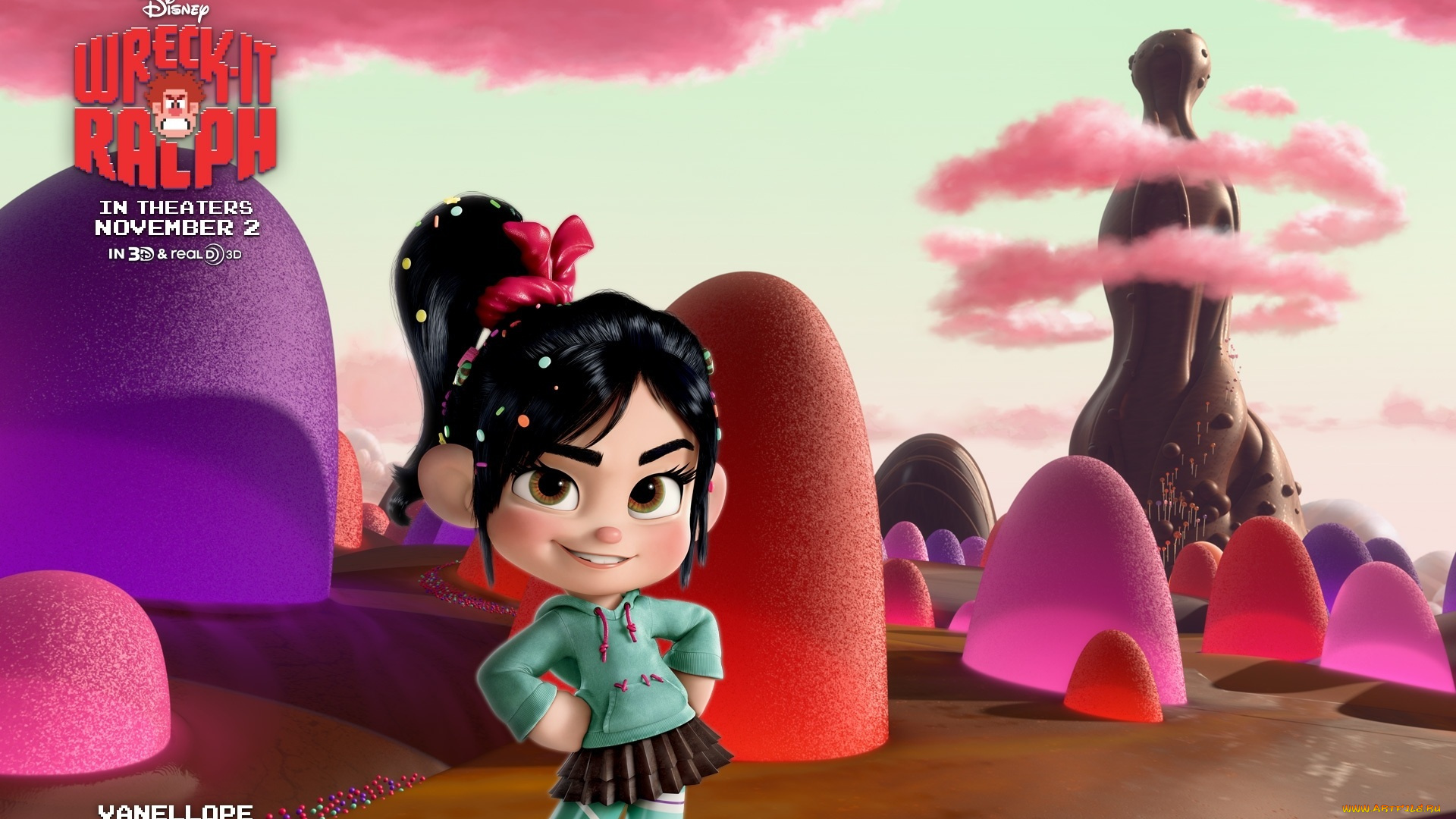 мультфильмы, wreck-it, ralph, скала, облака, ребенок, пузыри, девочка