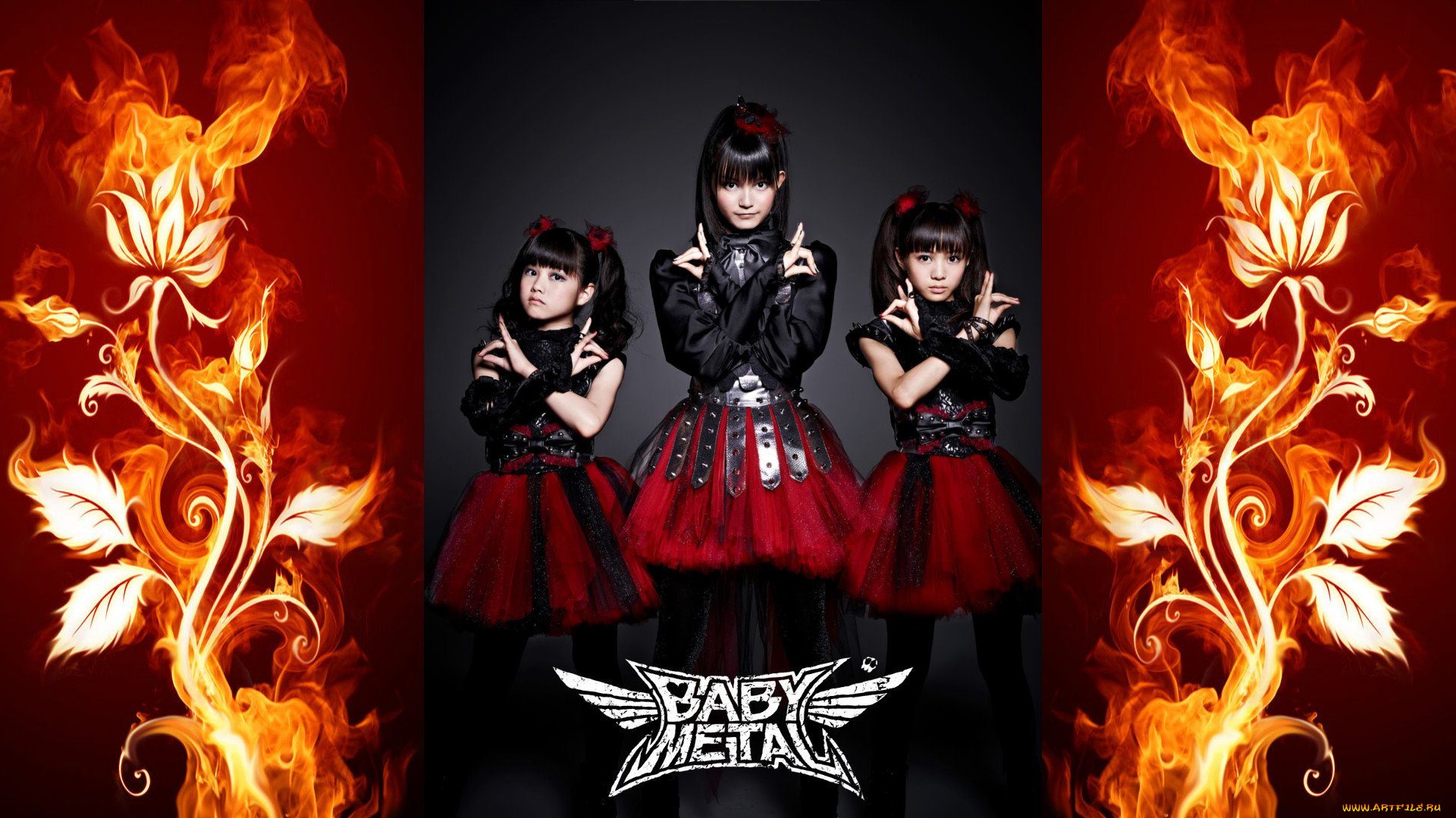 музыка, babymetal, девушки, взгляд, фон