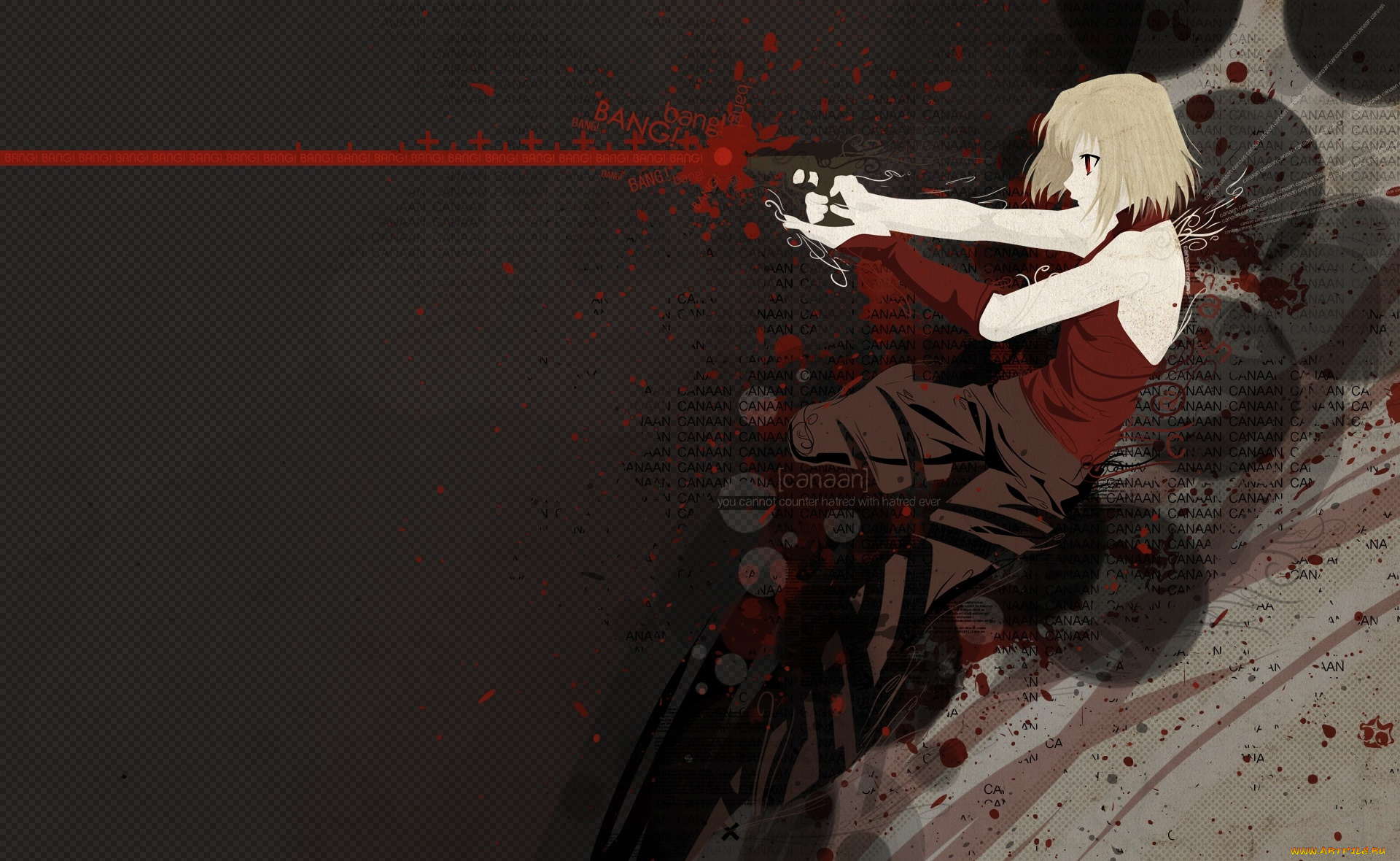 canaan, аниме, фон, взгляд, девушка