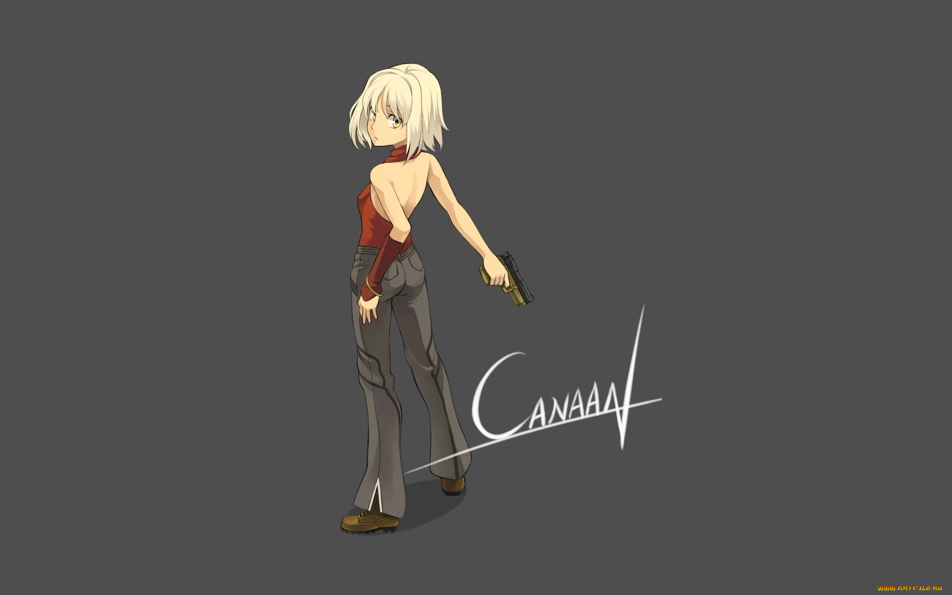 аниме, canaan, взгляд, девушка, фон