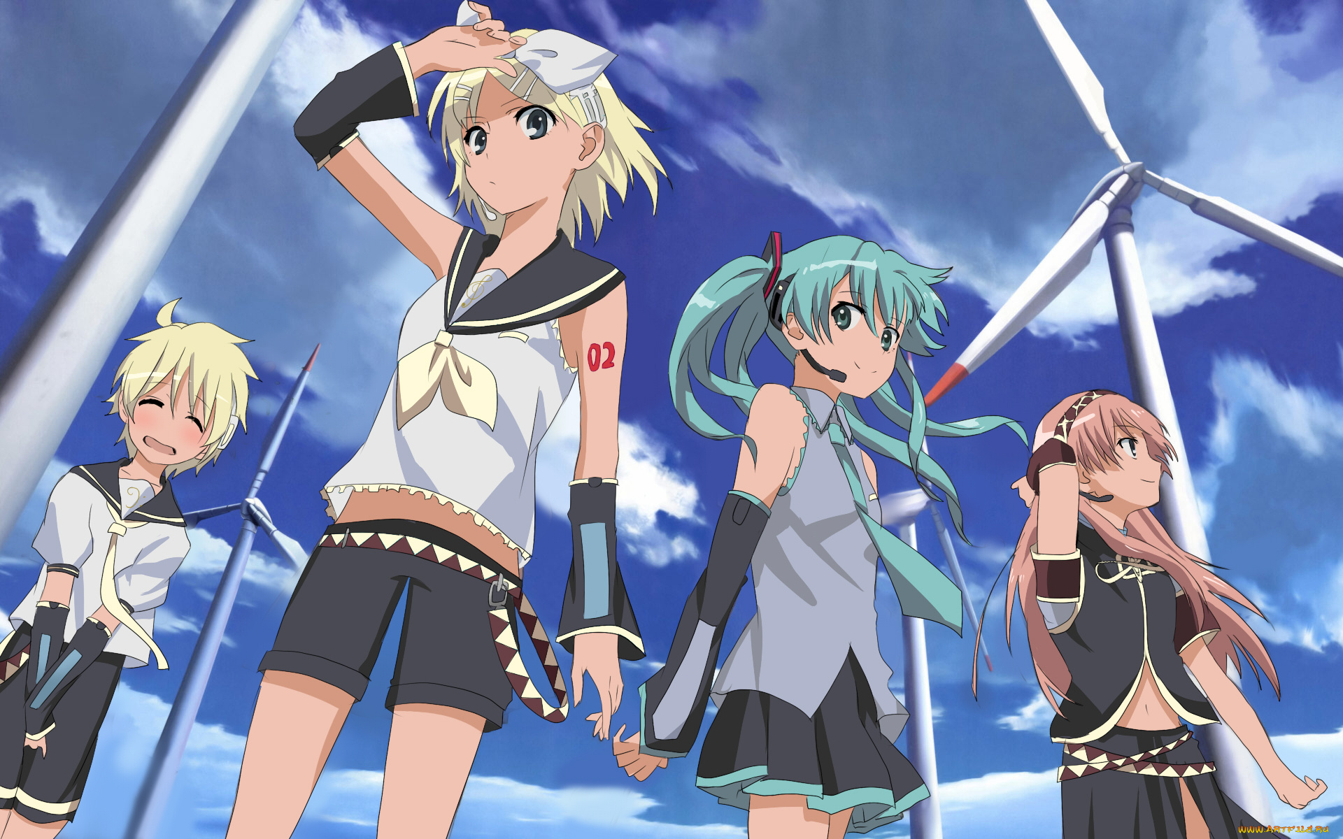 аниме, vocaloid, фон, взгляд, девушки