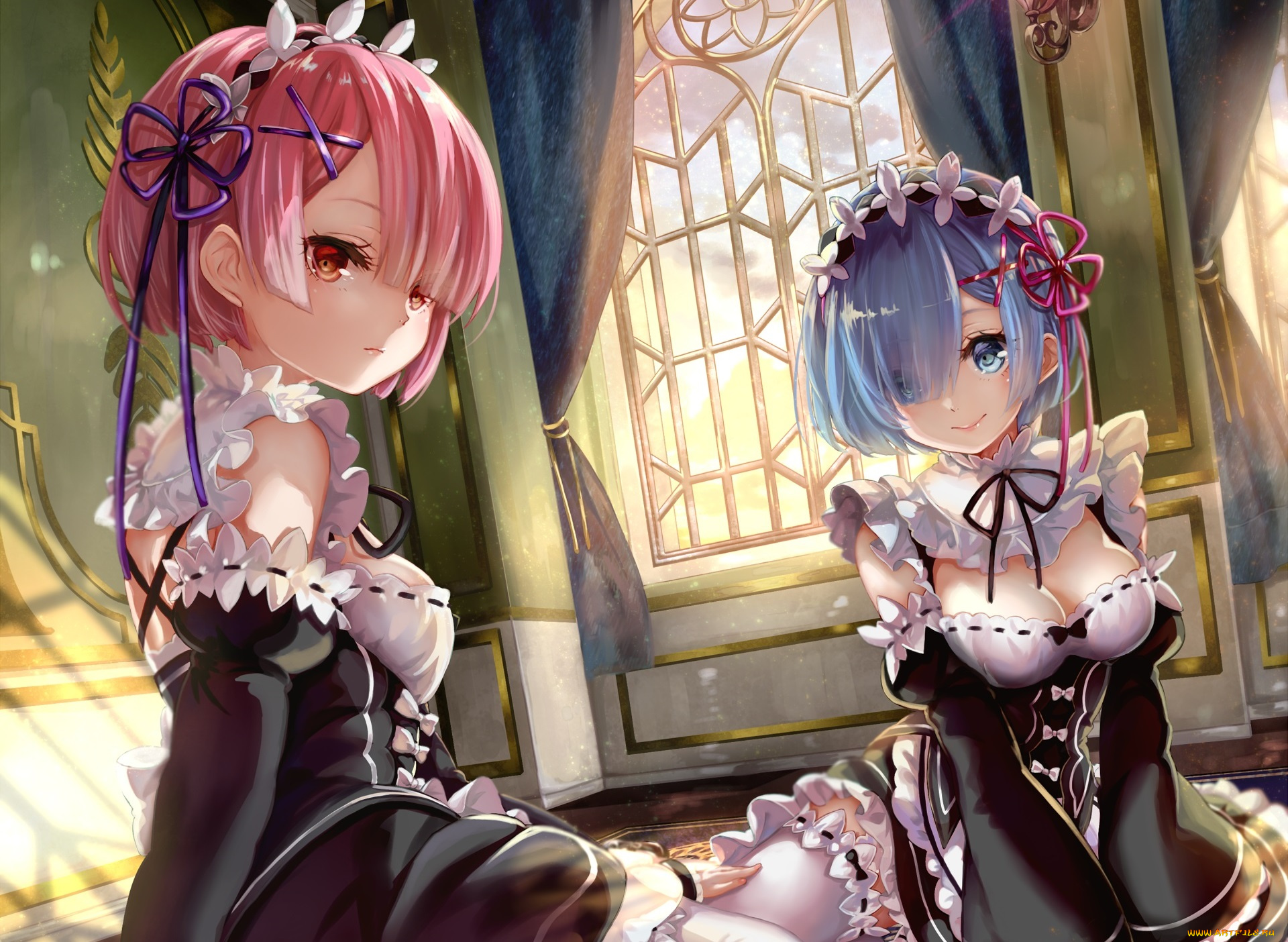 аниме, re, , zero, kara, hajimeru, isekai, seikatsu, rem, ram