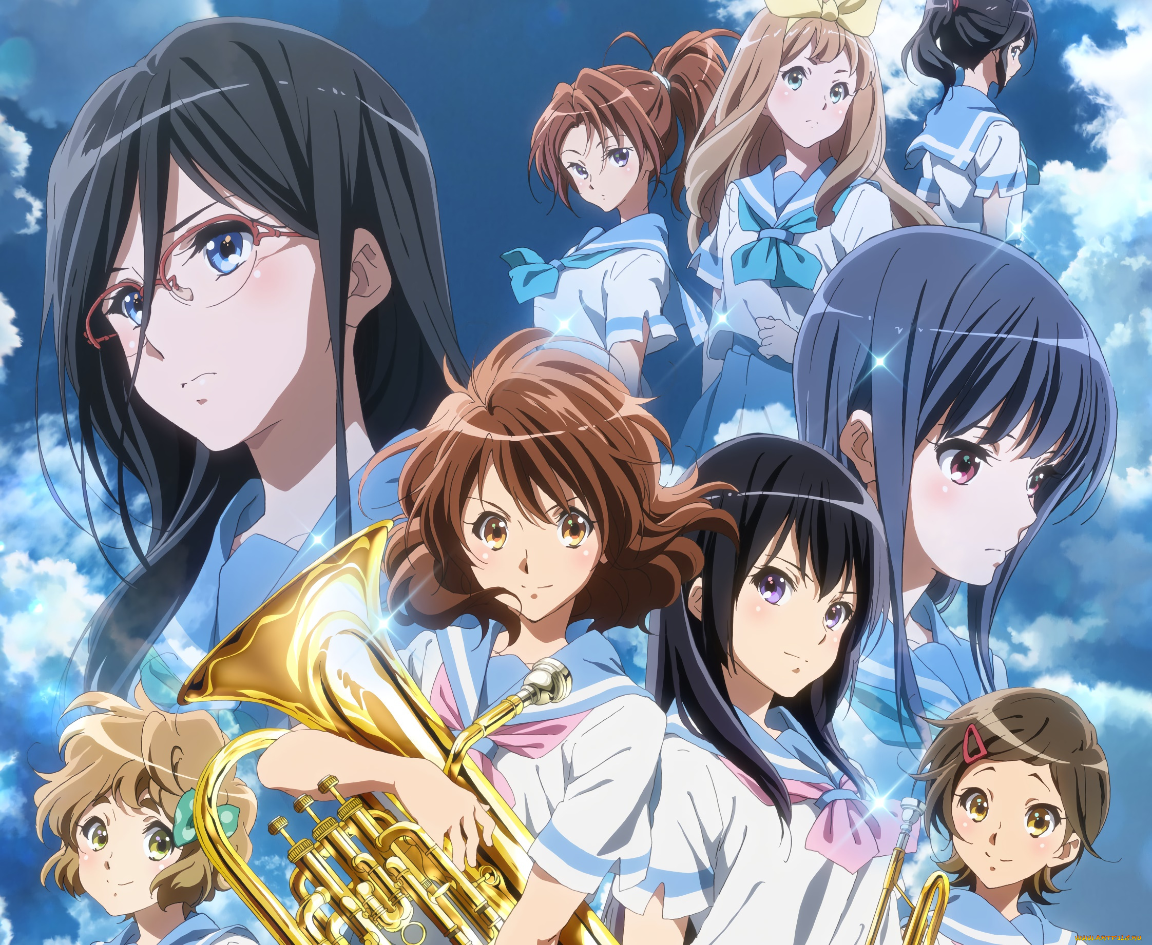 аниме, sound, horizon, девушки, взгляд, фон