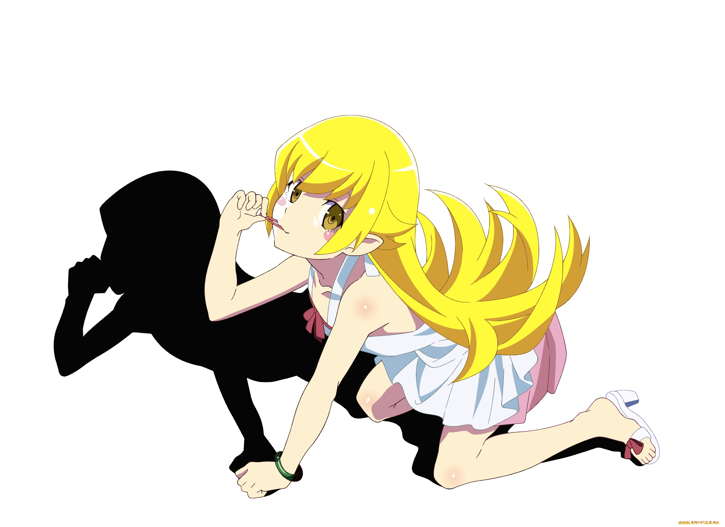 аниме, bakemonogatari, фон, взгляд, девушка