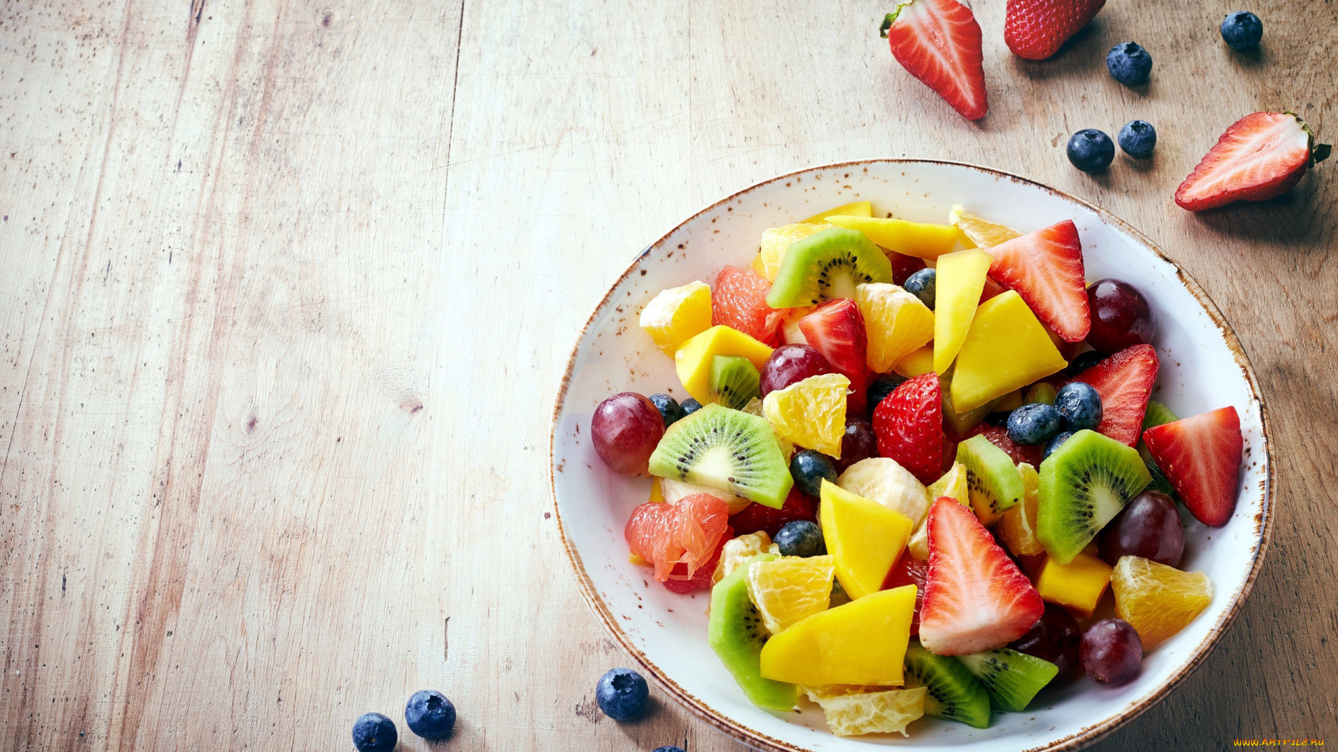 еда, фрукты, , ягоды, киви, клубника, черника