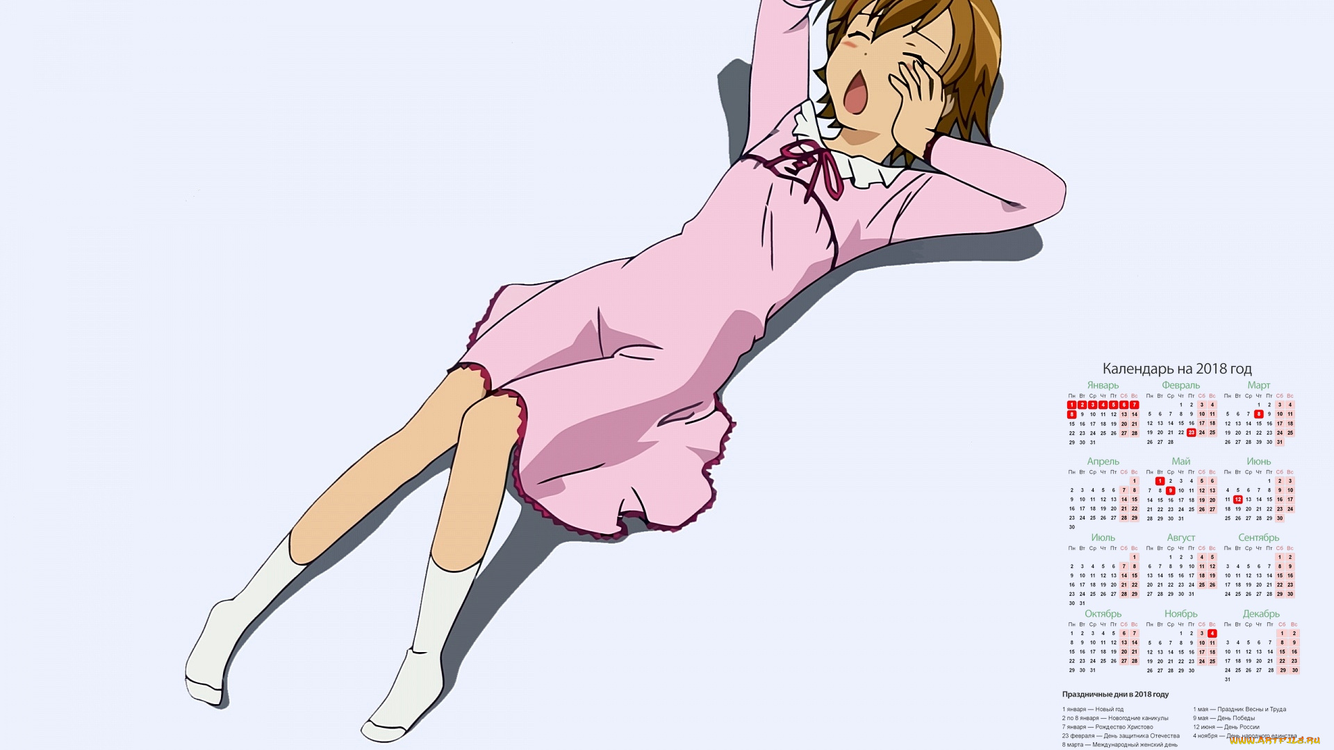 календари, аниме, 2018, девушка