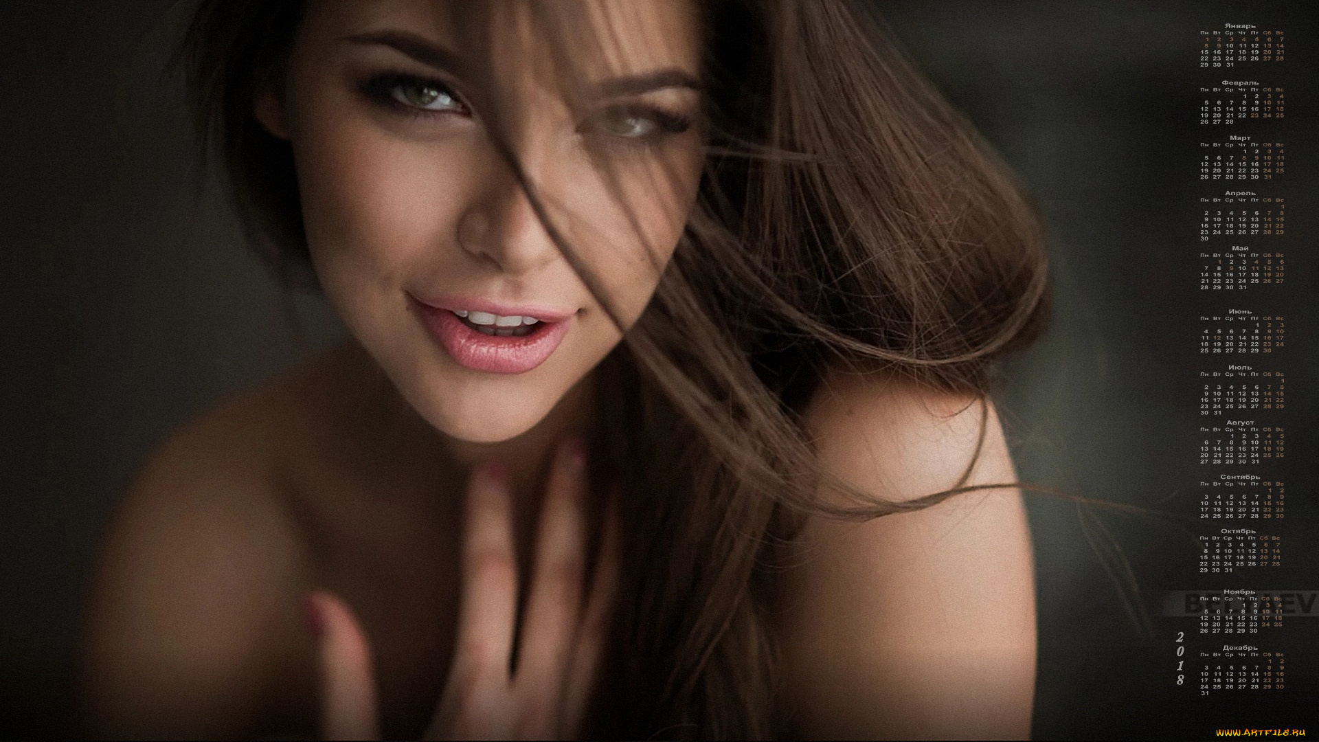 календари, девушки, 2018, взгляд, лицо