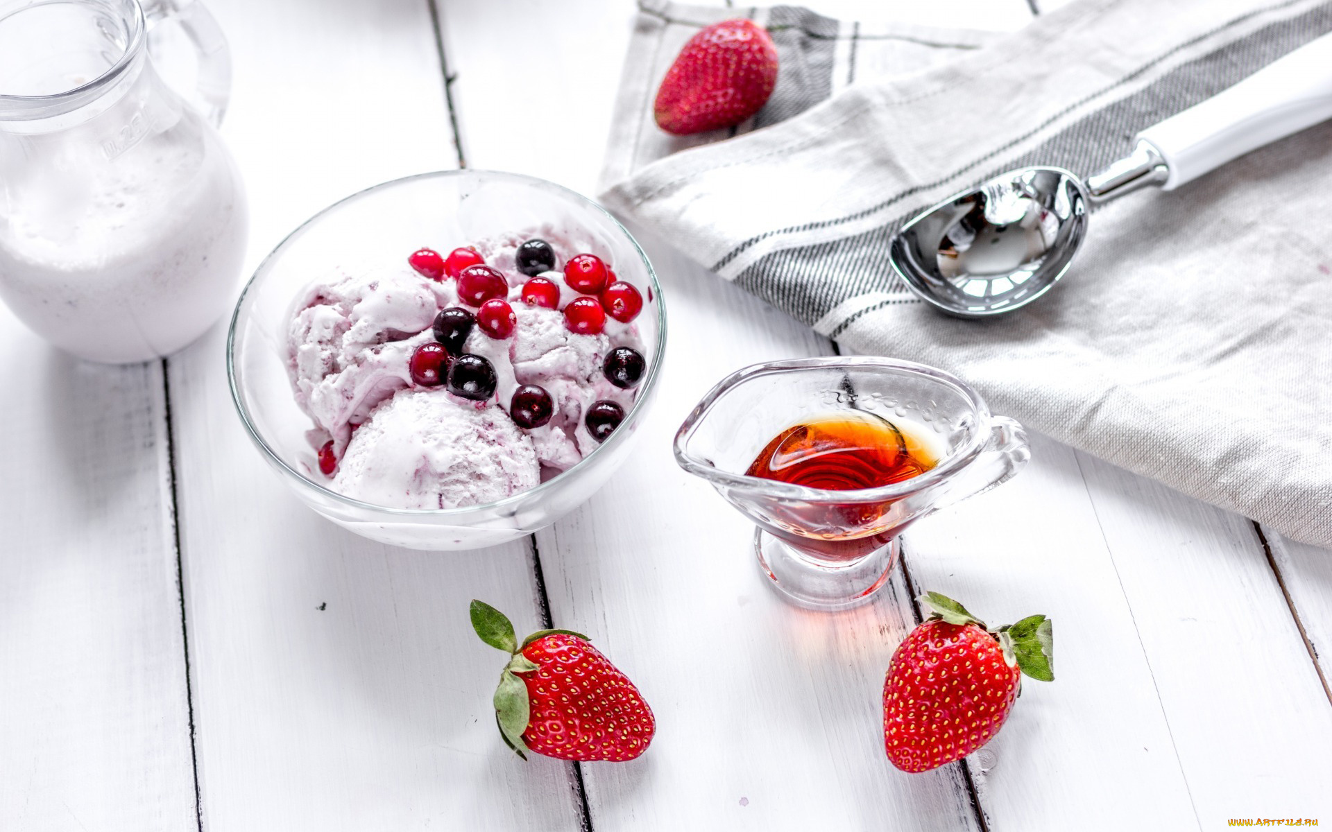 еда, мороженое, , десерты, мед, клубника