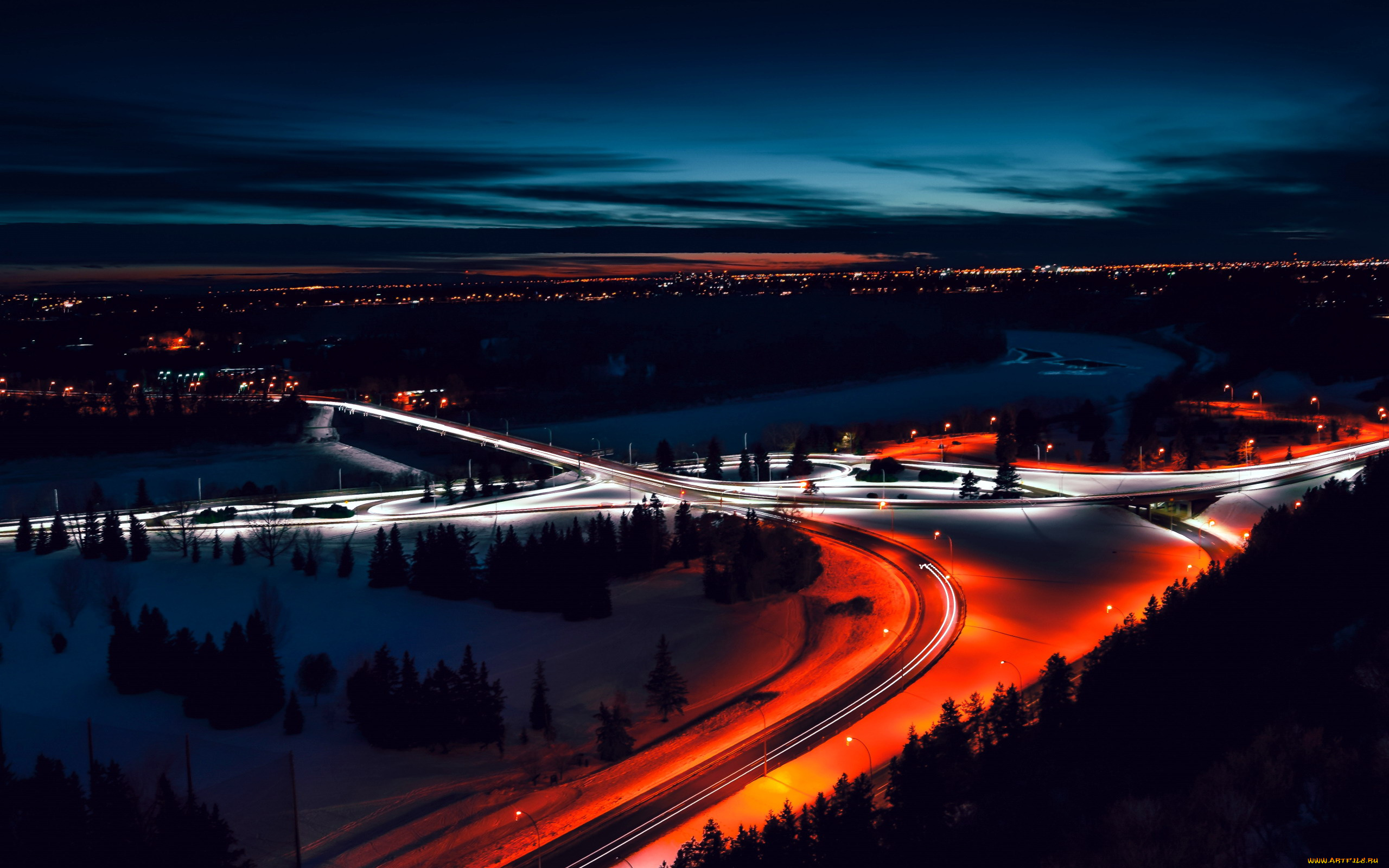 edmonton, canada, города, -, огни, ночного, города, edmonton, canada