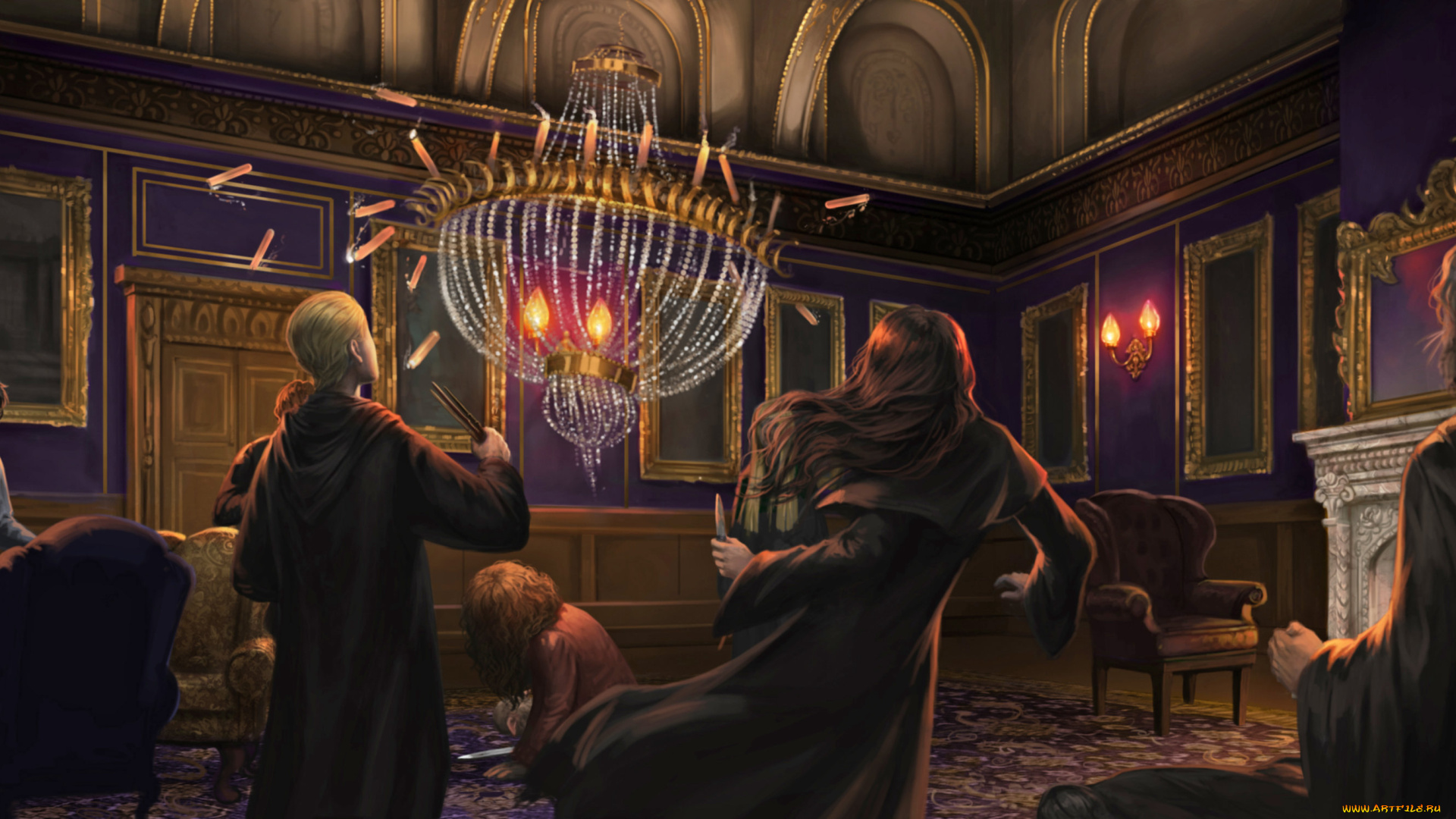 рисованное, кино, , мультфильмы, дети, волшебники, люстра, свечи, комната