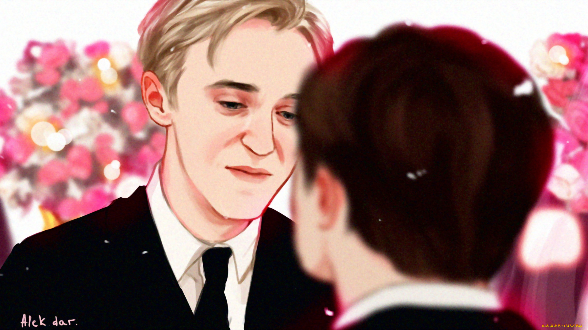 рисованное, кино, , мультфильмы, драко, малфой, гарри, поттер, цветы