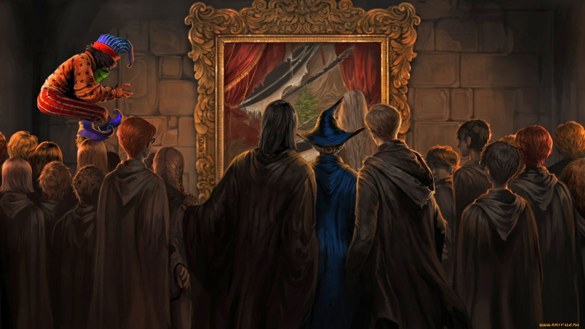 рисованное, кино, , мультфильмы, хогвардс, ученики, портрет, пивз, учителя