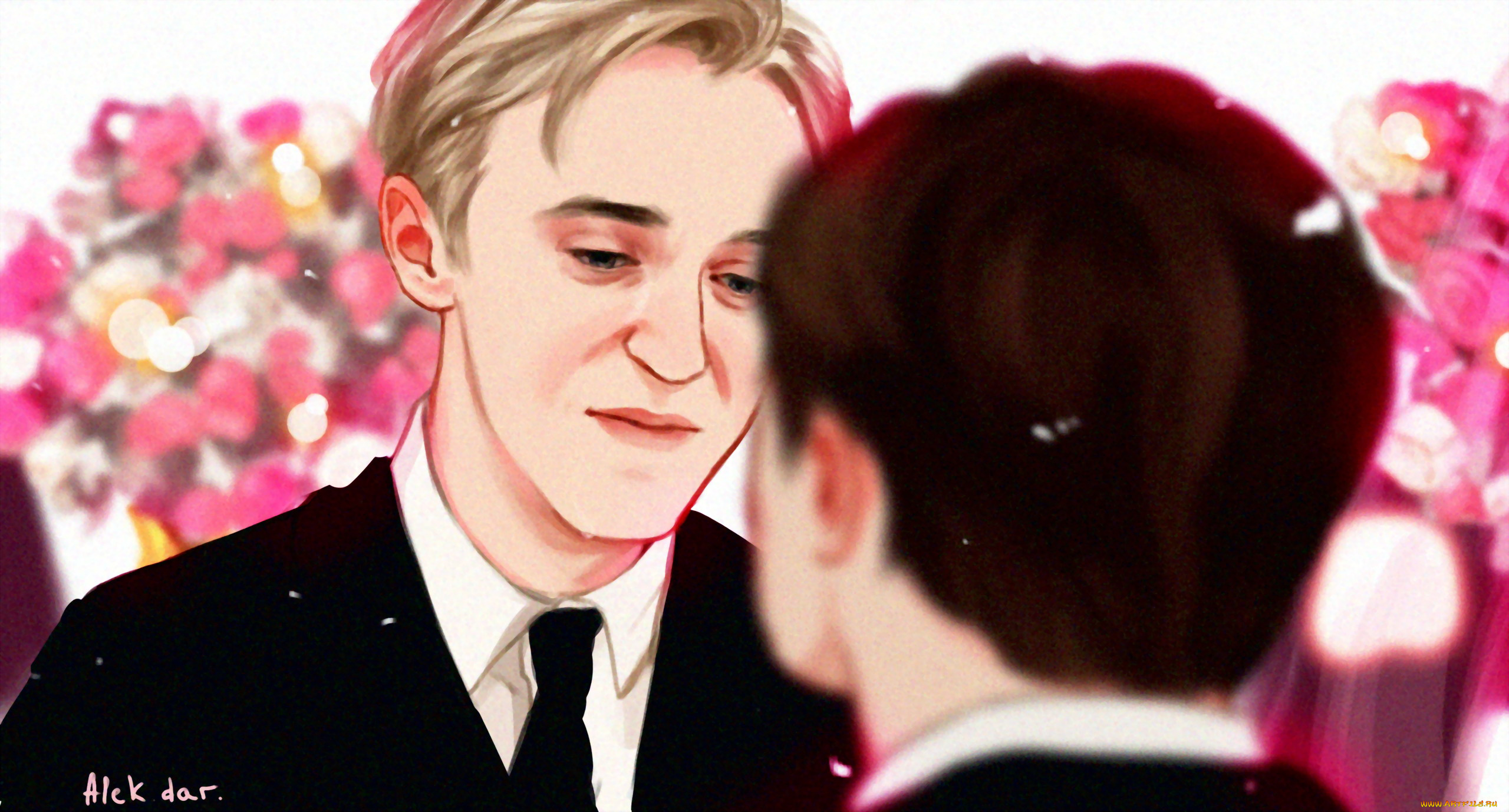 рисованное, кино, , мультфильмы, драко, малфой, гарри, поттер, цветы