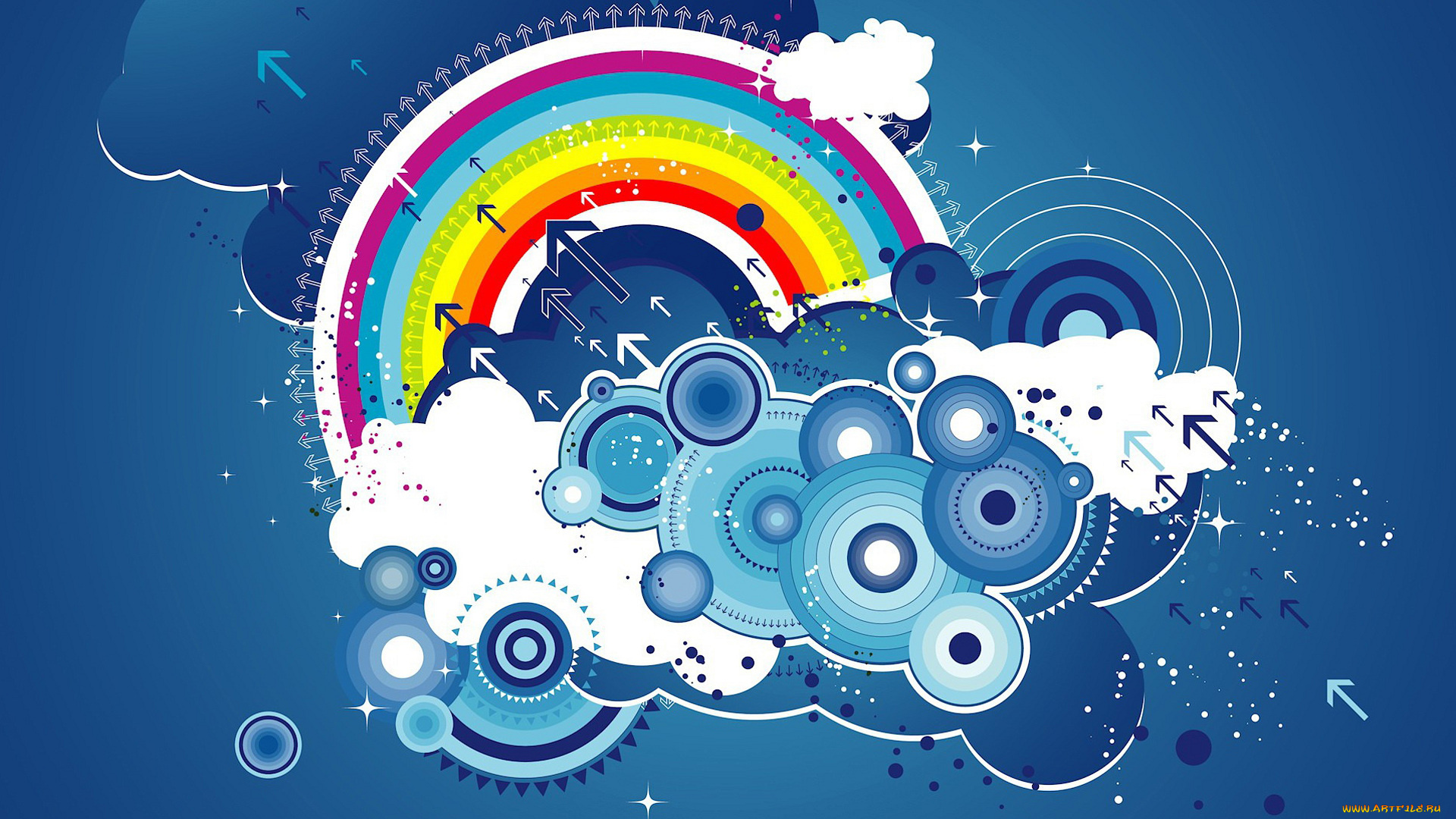 векторная, графика, -графика, , graphics, круги, стрелки, радуга, облако