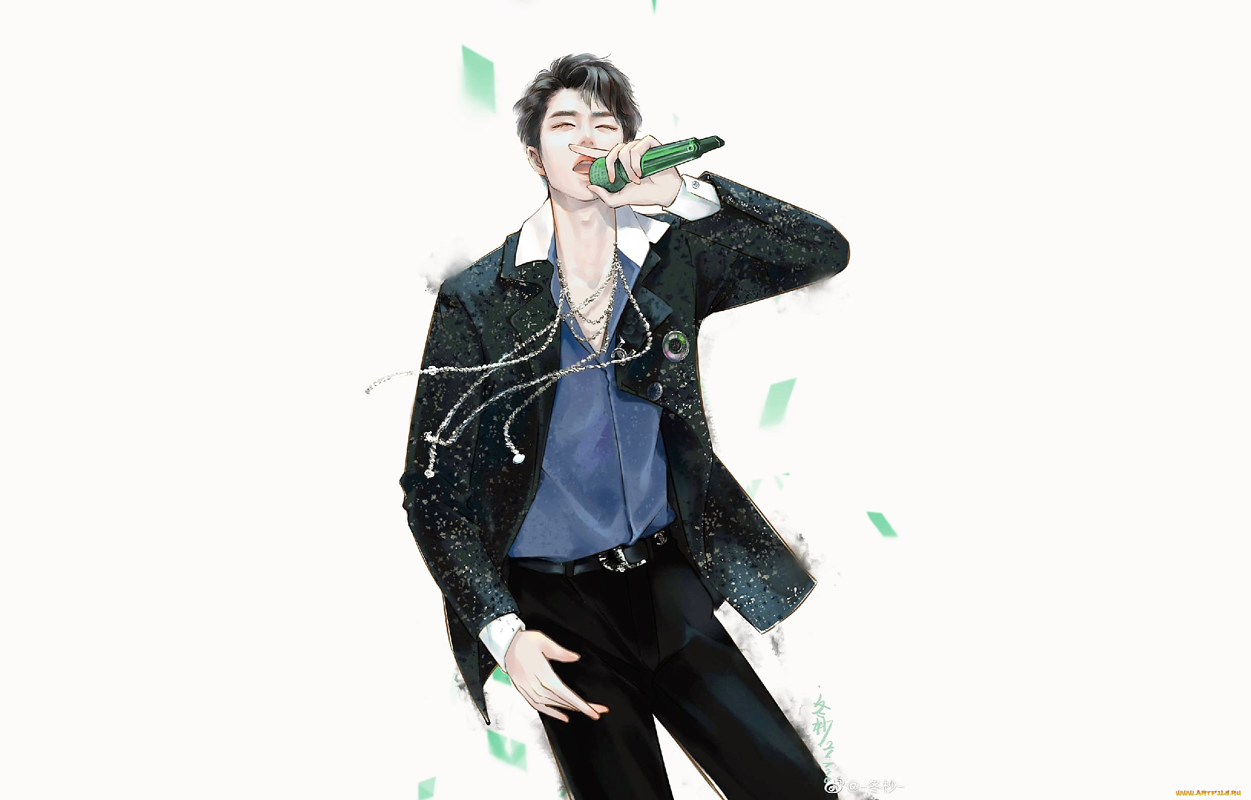 рисованное, люди, ван, ибо, микрофон