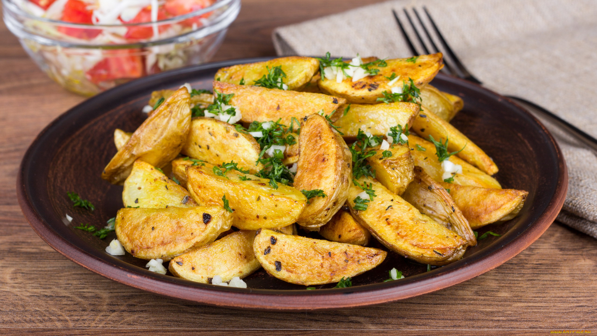 еда, картофель, блюдо, картофельные, дольки