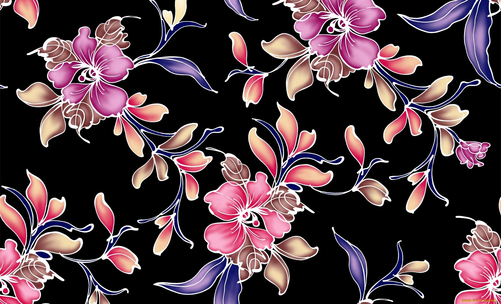 векторная, графика, цветы, , flowers, цветы, узор